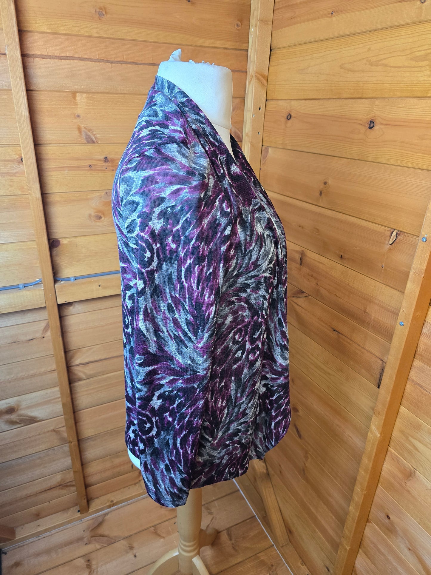 Mr Max Purple & Grey Waterfall Cardigan | Lightweight Sheer Look | XS size 8-10
