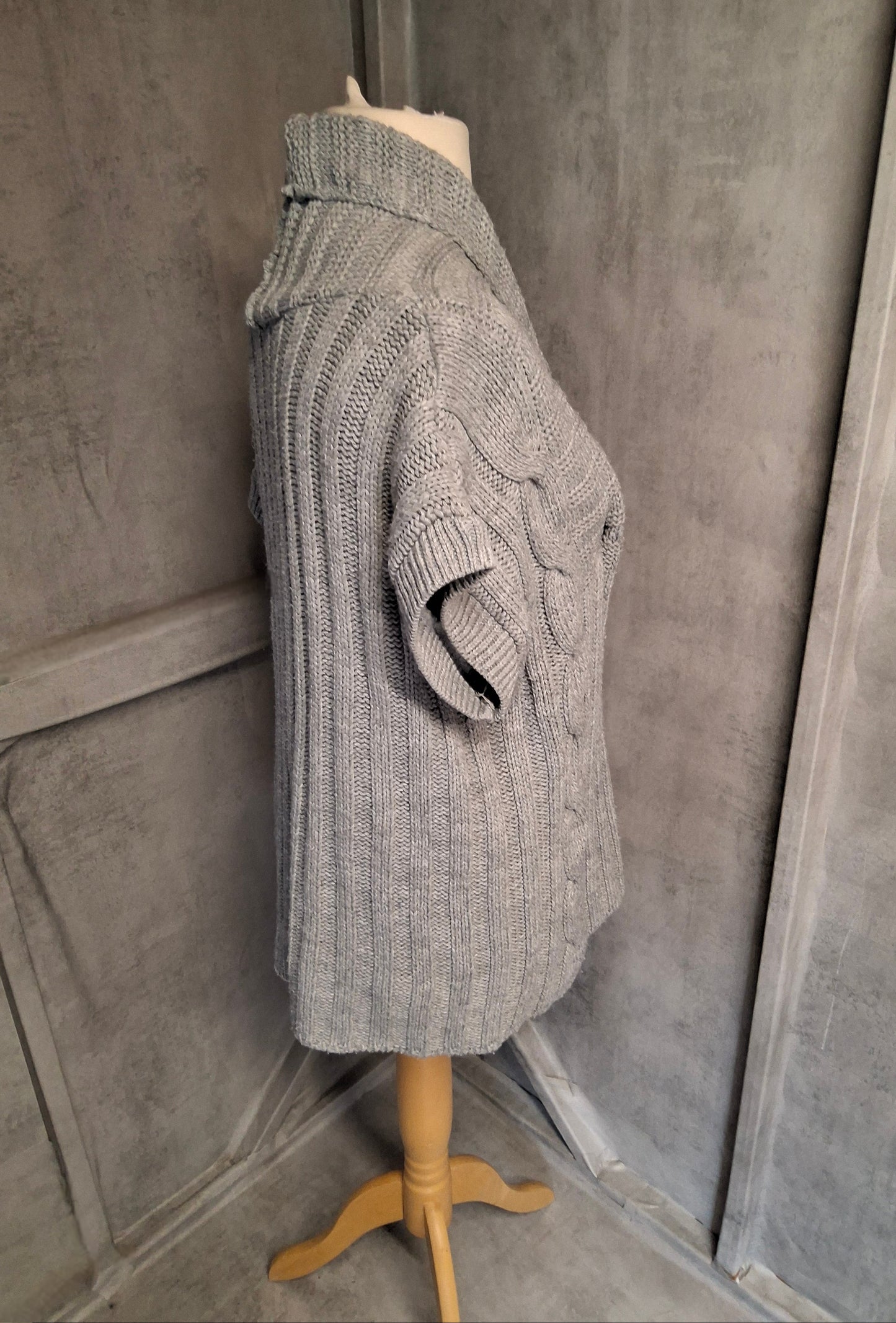 Dorothy Perkins Grey Short Sleeved Cardigan โ Size 18 โ Cosy Button Knit