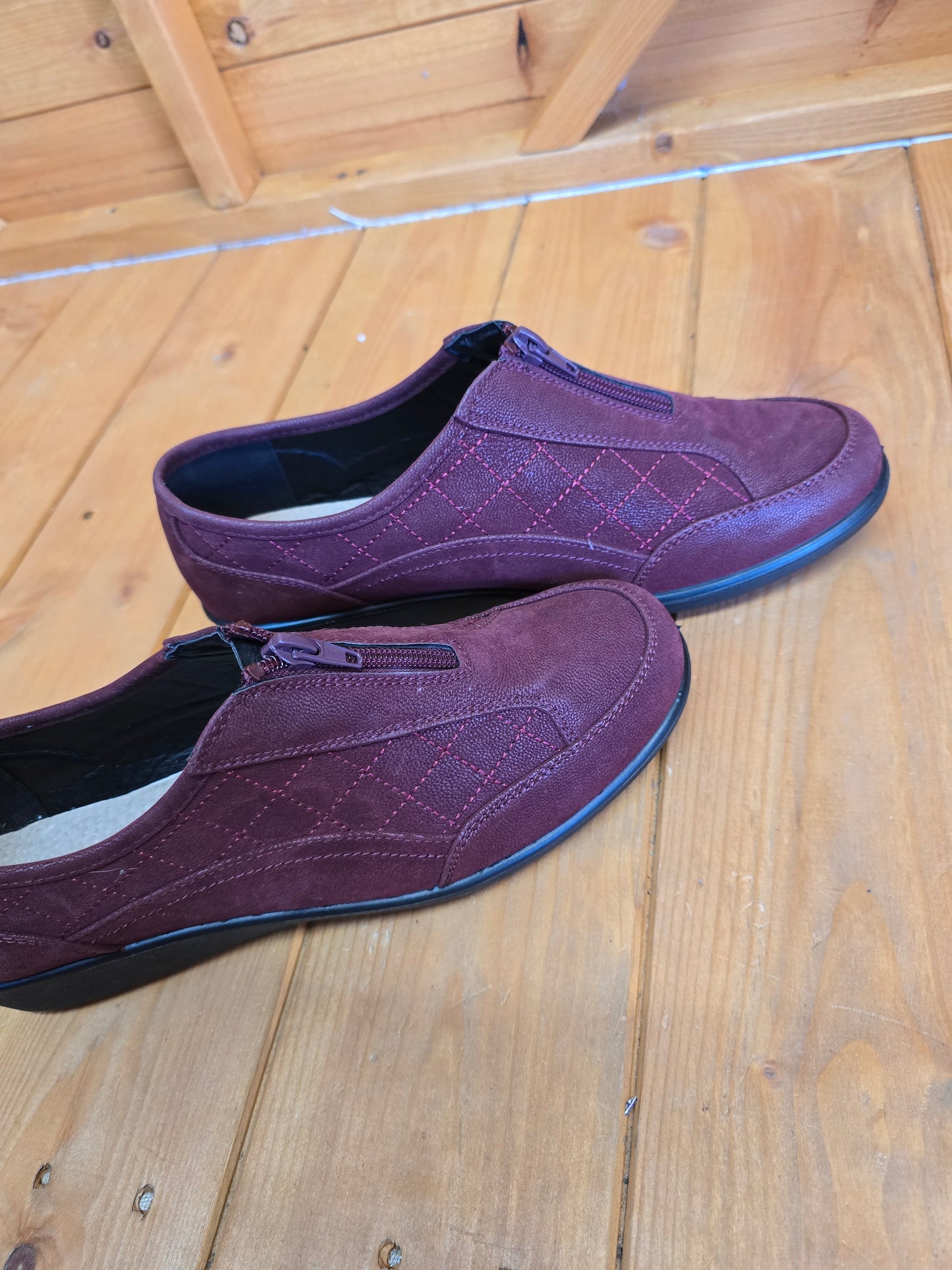 Damart Burgundy Zip-Up Wedge Comfort Shoes – Size 8