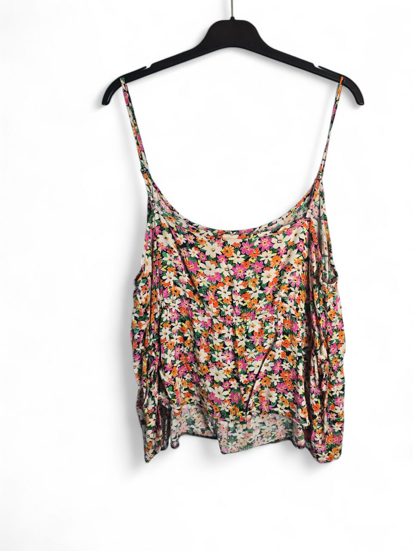 George Multicoloured Floral Cami Top Size 22 – Peplum, Adjustable Straps, Elastic Waist, Tie Side