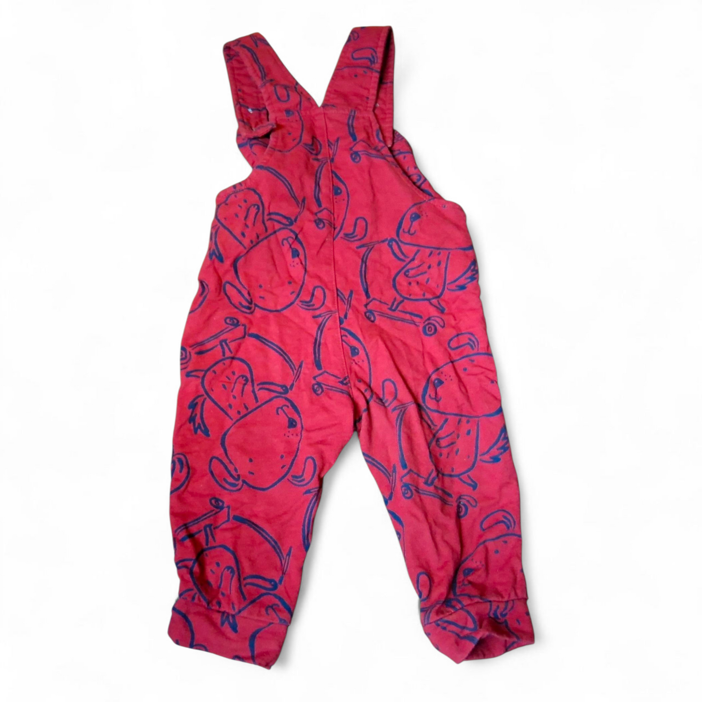 Studio Boys Red Dungarees – 9–12 Months – 100% Cotton