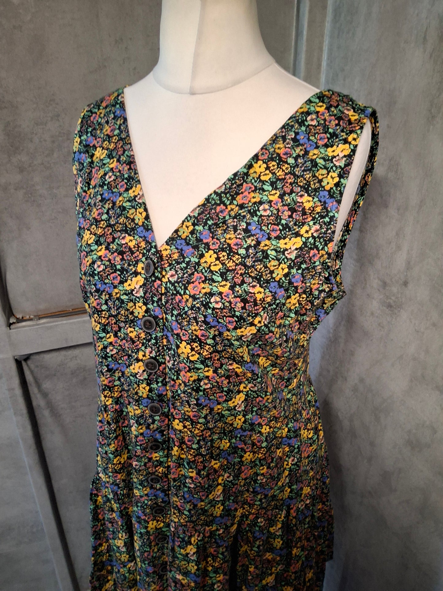 Next Floral Button-Front Dress – Size 12 – Linen Blend – NWT