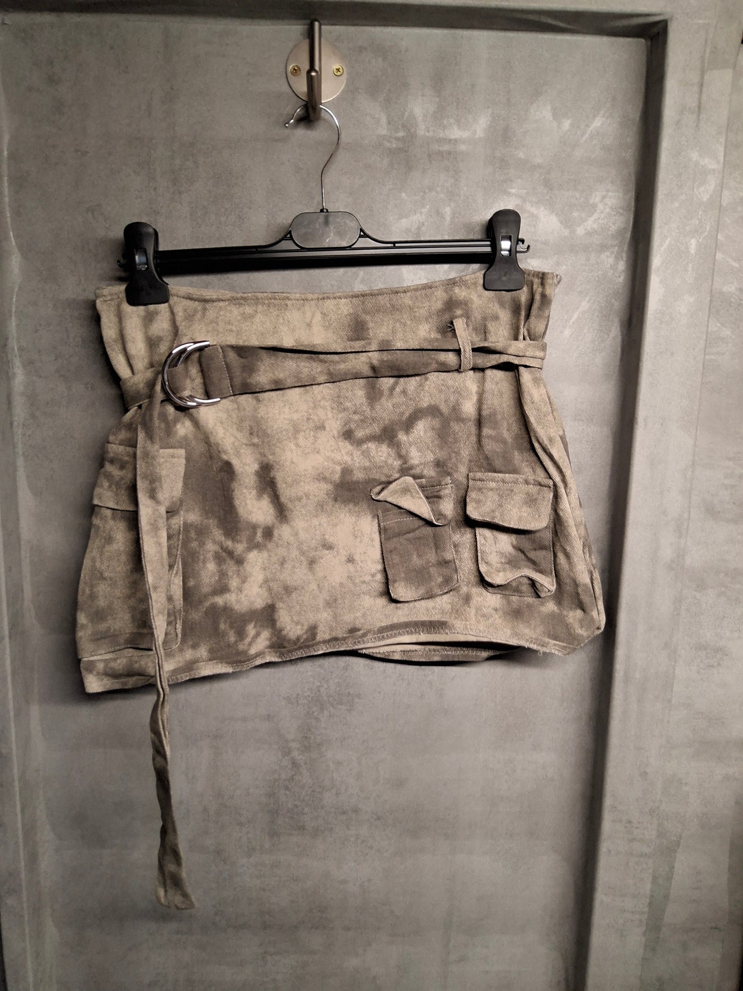 Prettylittlething Grey Stone Cargo Mini Skirt β Size 12 β 100% Cotton
