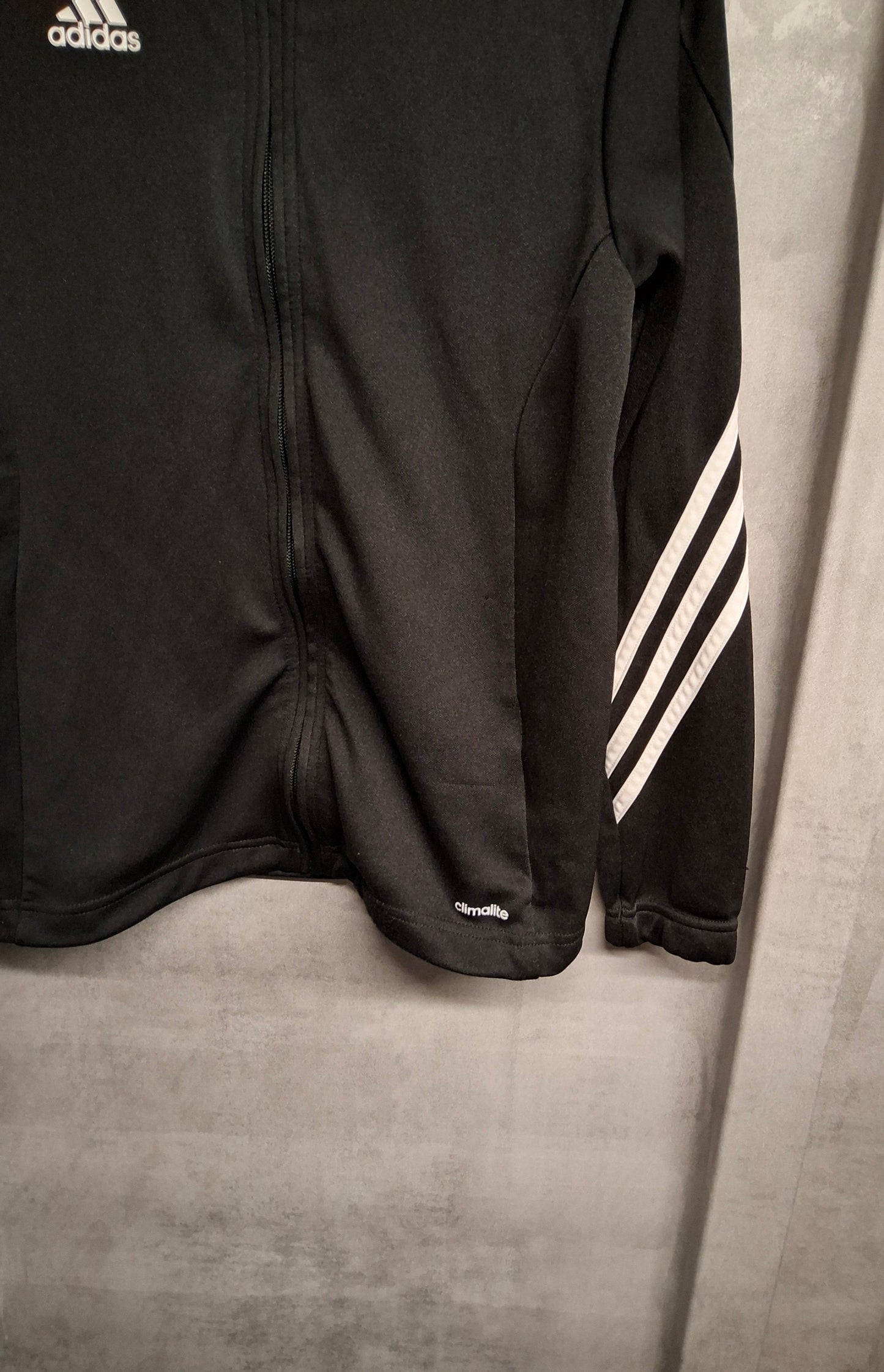 Adidas Black & White Zip-Up Jumper – Boys 11-12 Years – Climalite