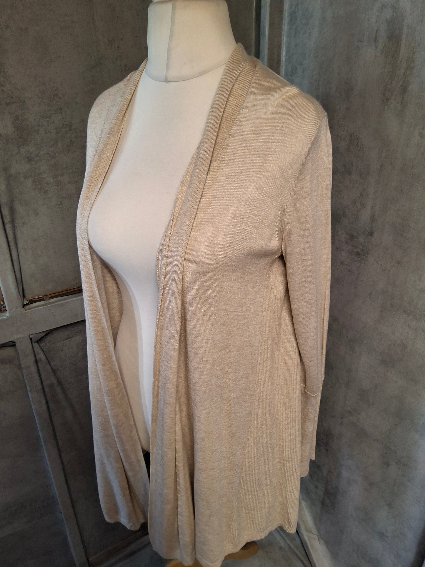 Marks & Spencer Cream Open Front Midi Cardigan – Size M (UK size 10–14) – Layering Essential