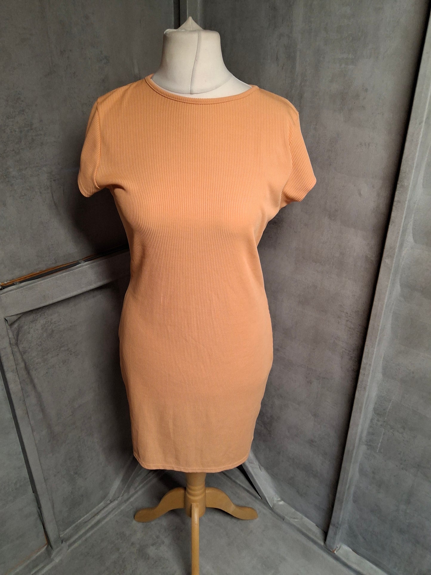 Boohoo Coral Orange Ribbed Bodycon Dress β Size 18 (Fits UK 16) β Curve Chic