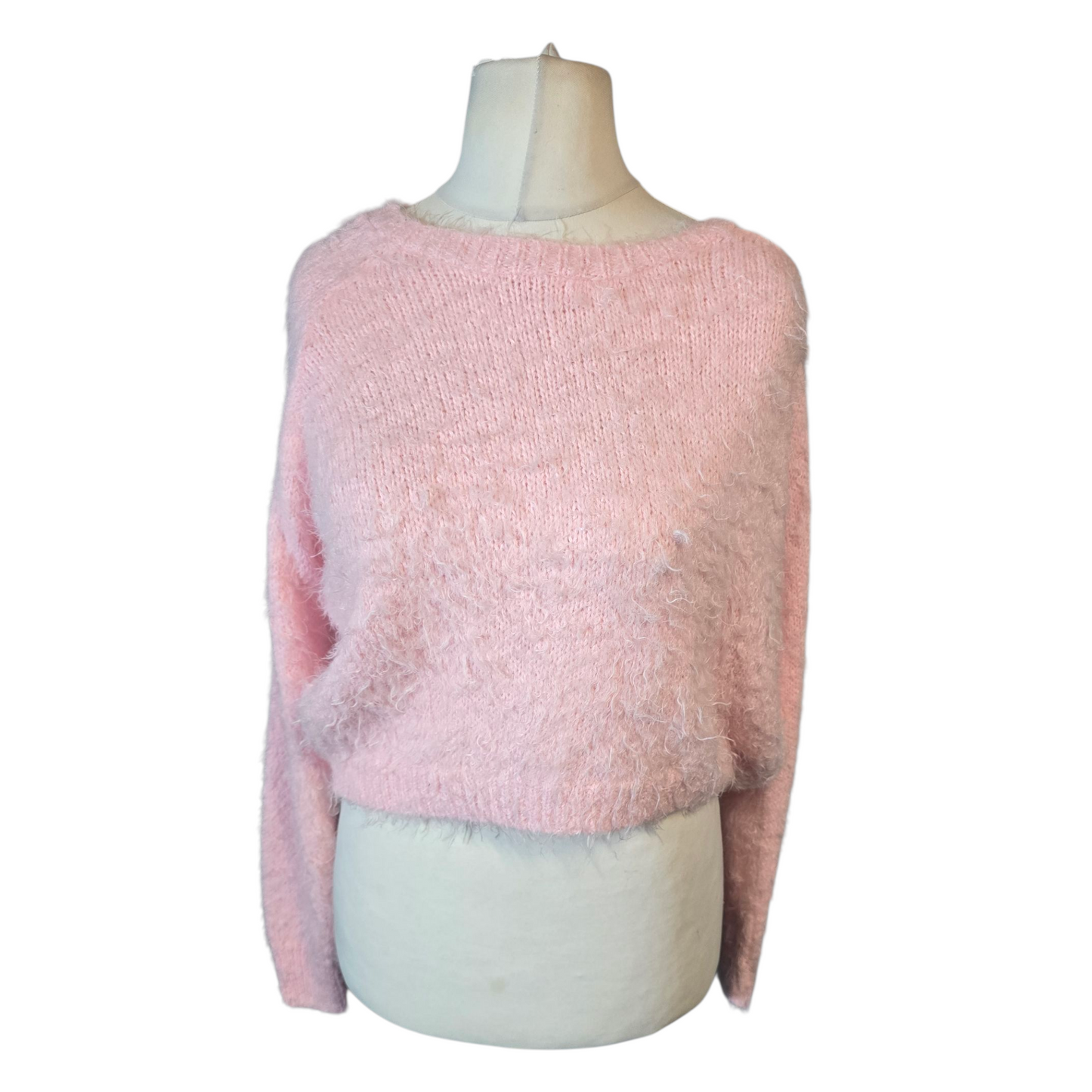 Topshop Baby Pink Shaggy Cropped Jumper ā Size 10