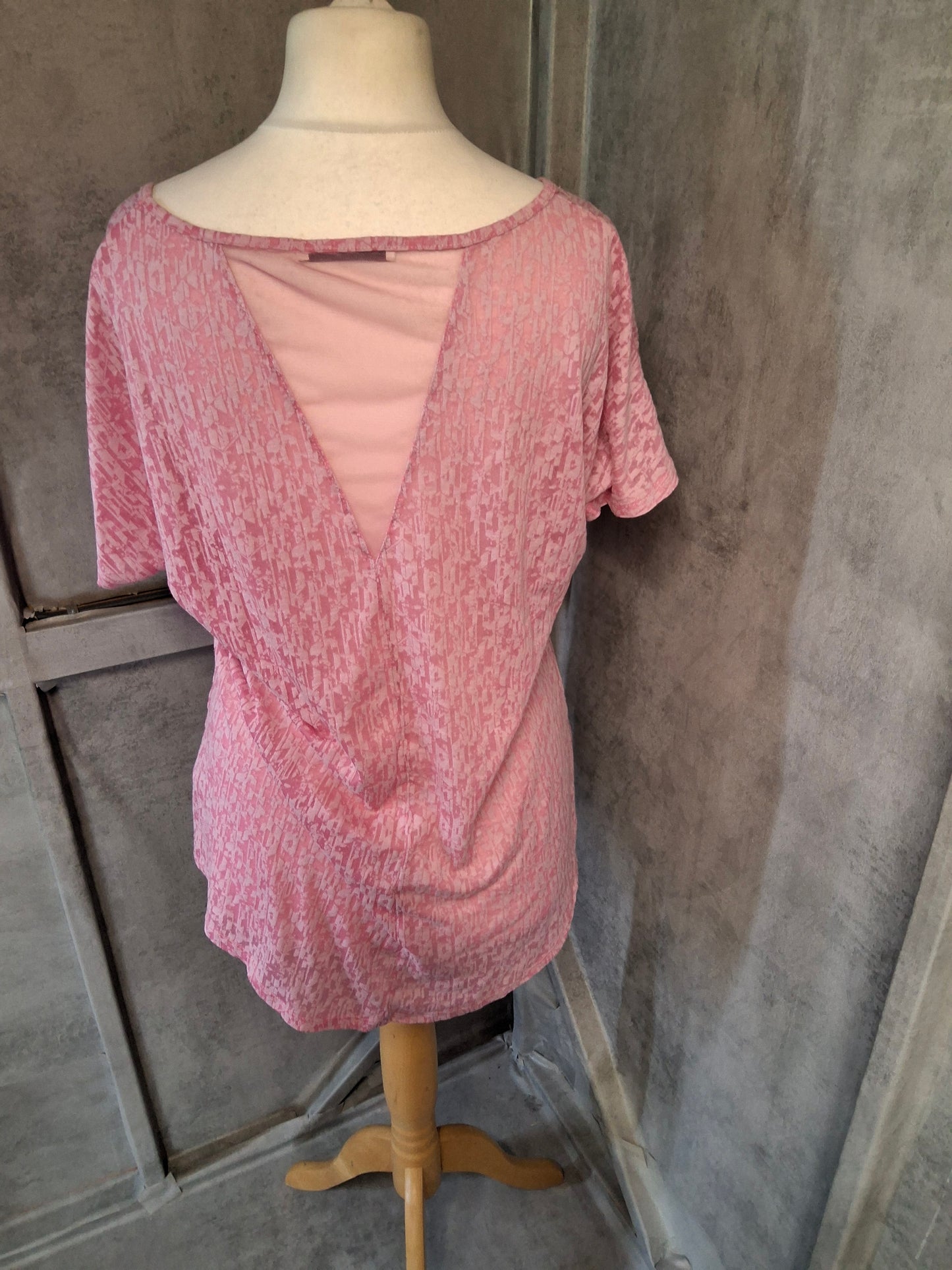 George Pink Scoop Neck T-Shirt with Sheer Back – Size 16