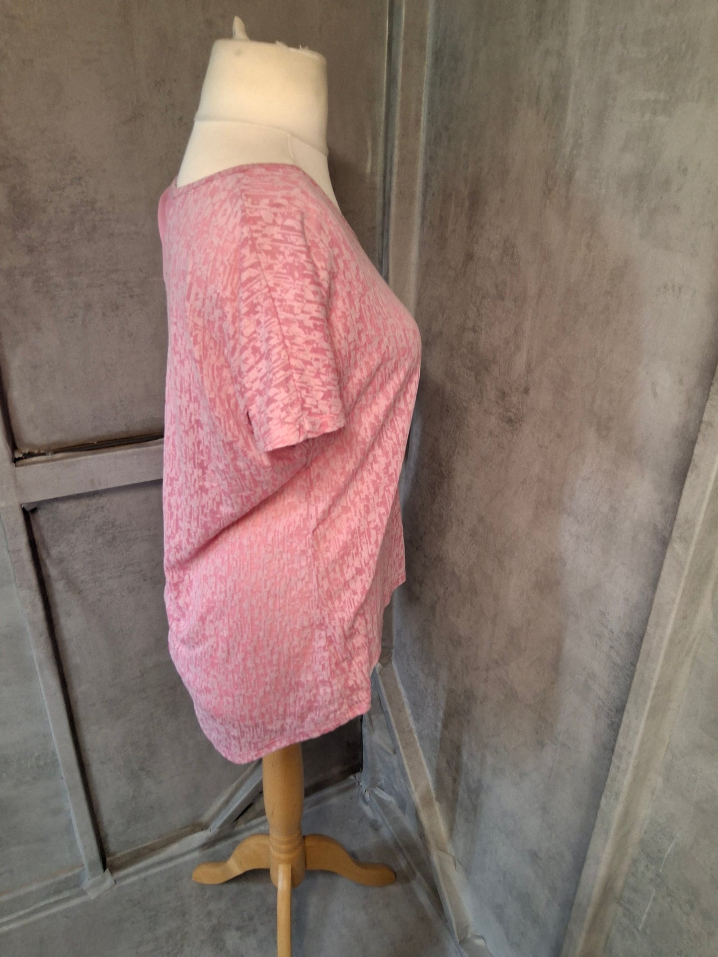 George Pink Scoop Neck T-Shirt with Sheer Back – Size 16