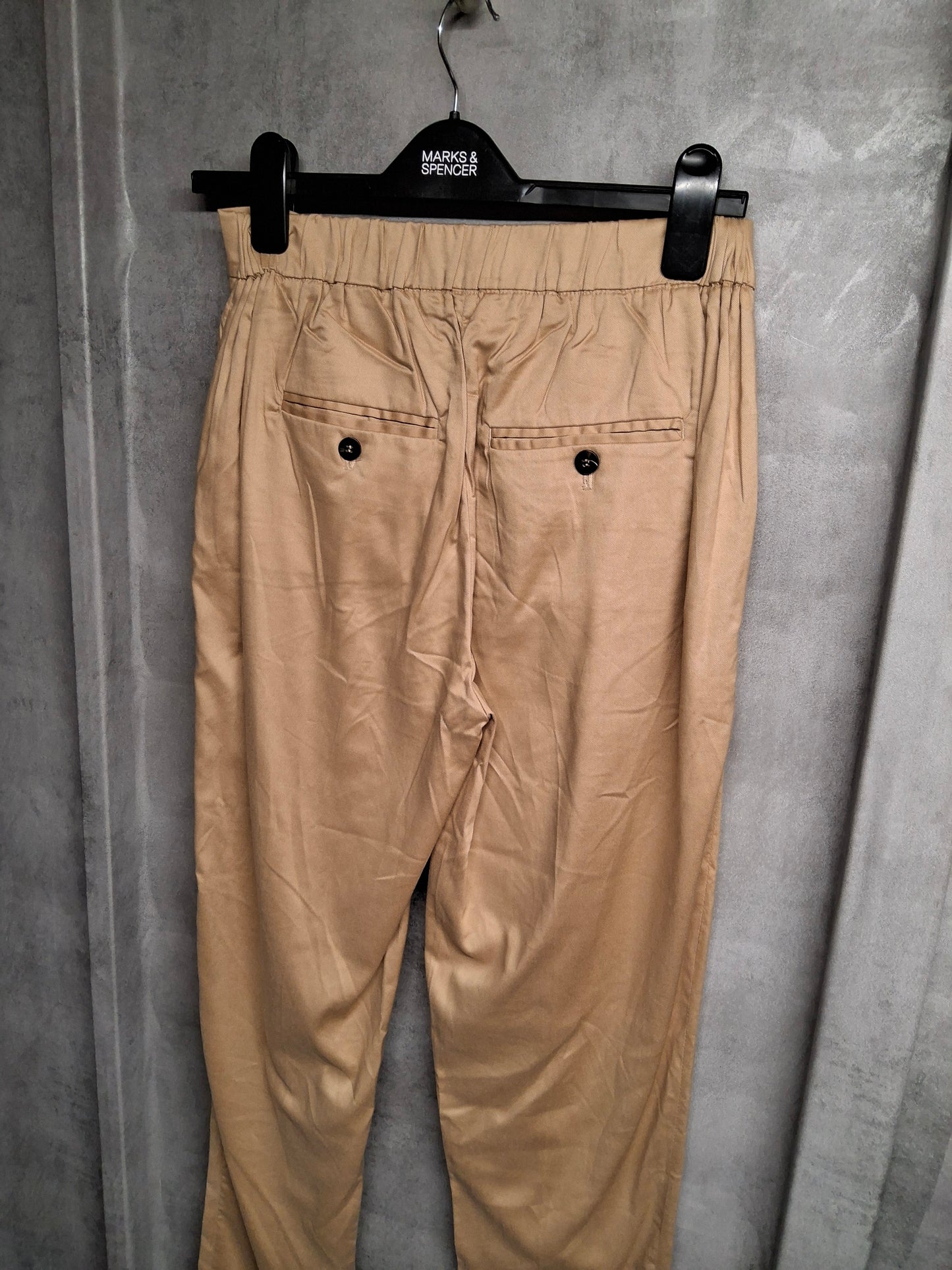 Vila Neutral Tapered Lyocell Trousers | Size 8