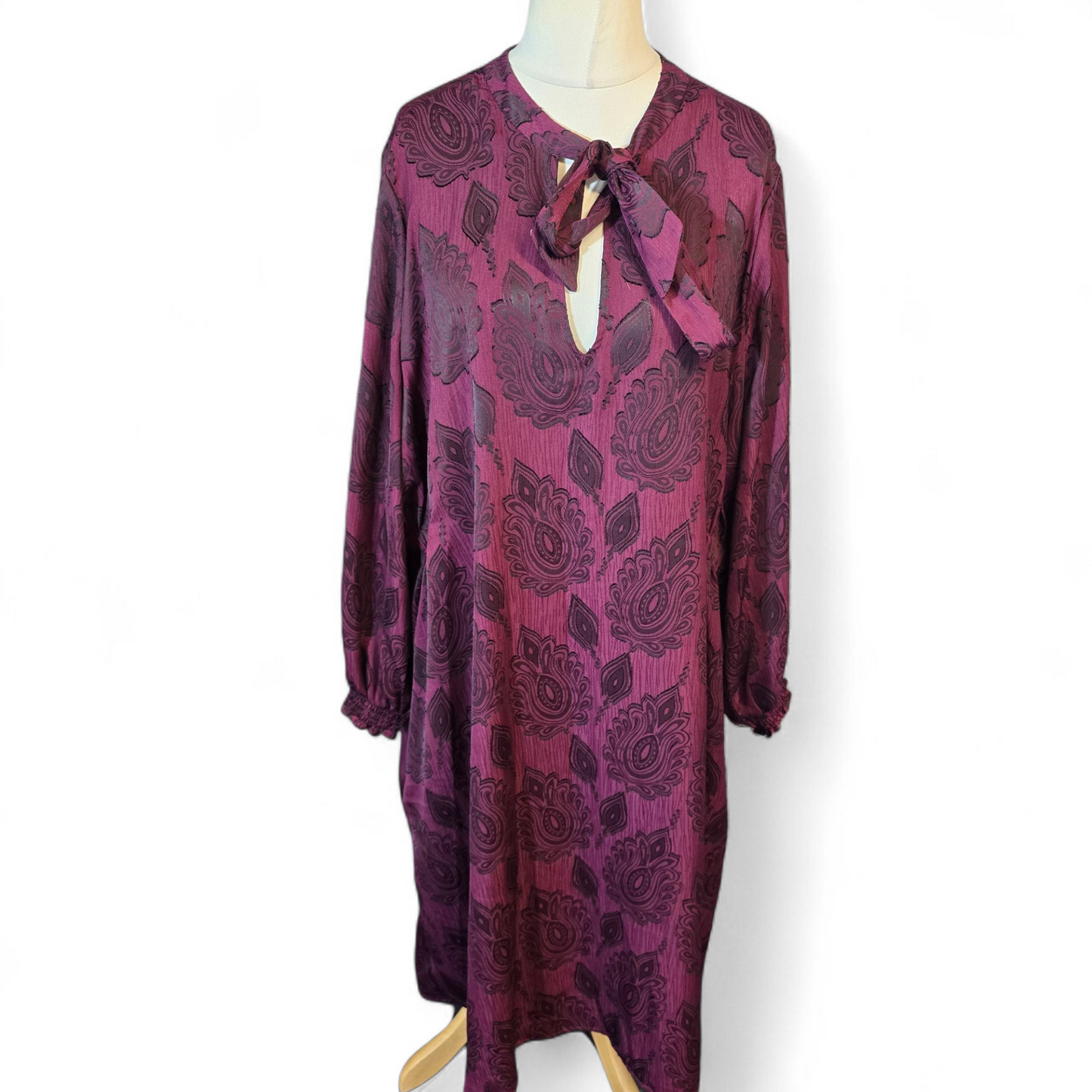 Marks & Spencer Purple Plum & Black Midi Tunic Dress β Size 24