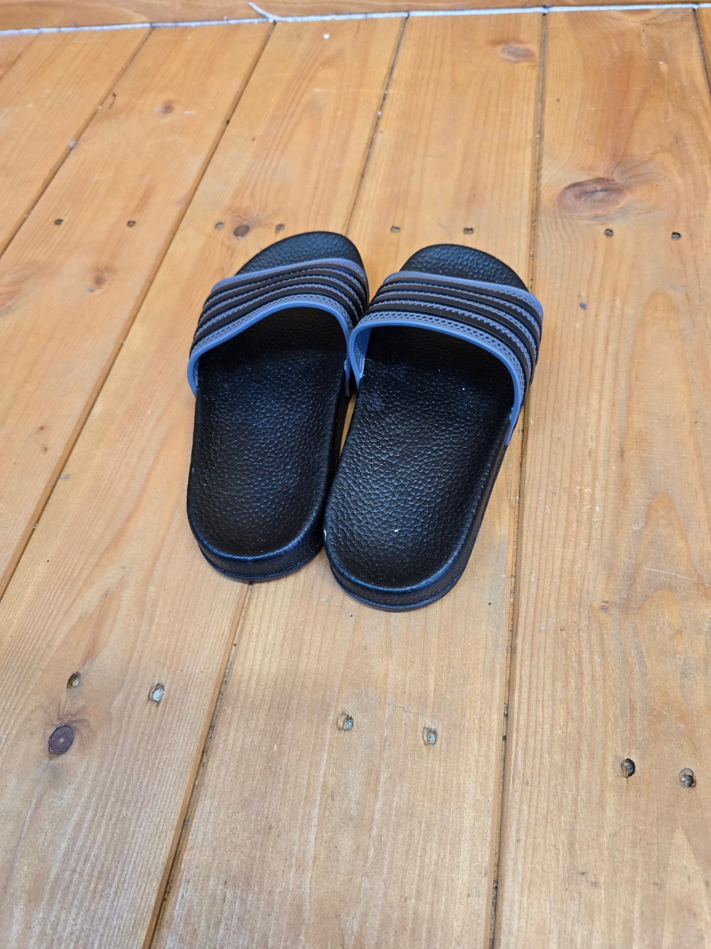 Boys Black & Grey Striped Sliders | Size 13 | Netted Upper | Unbranded | Casual Summer Footwear