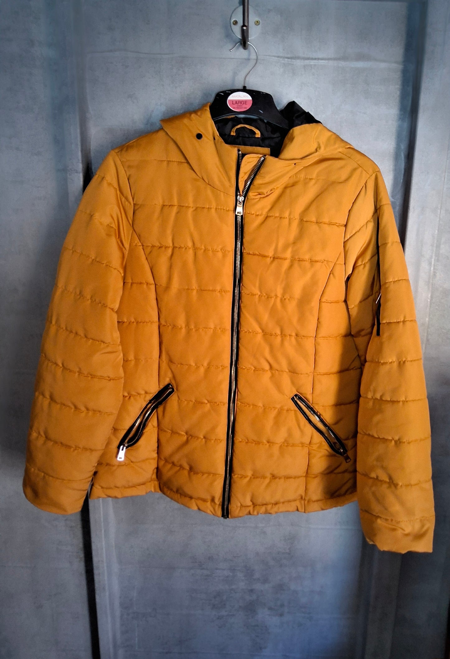 Matalan Mustard Yellow Hooded Puffer Coat – Size 14
