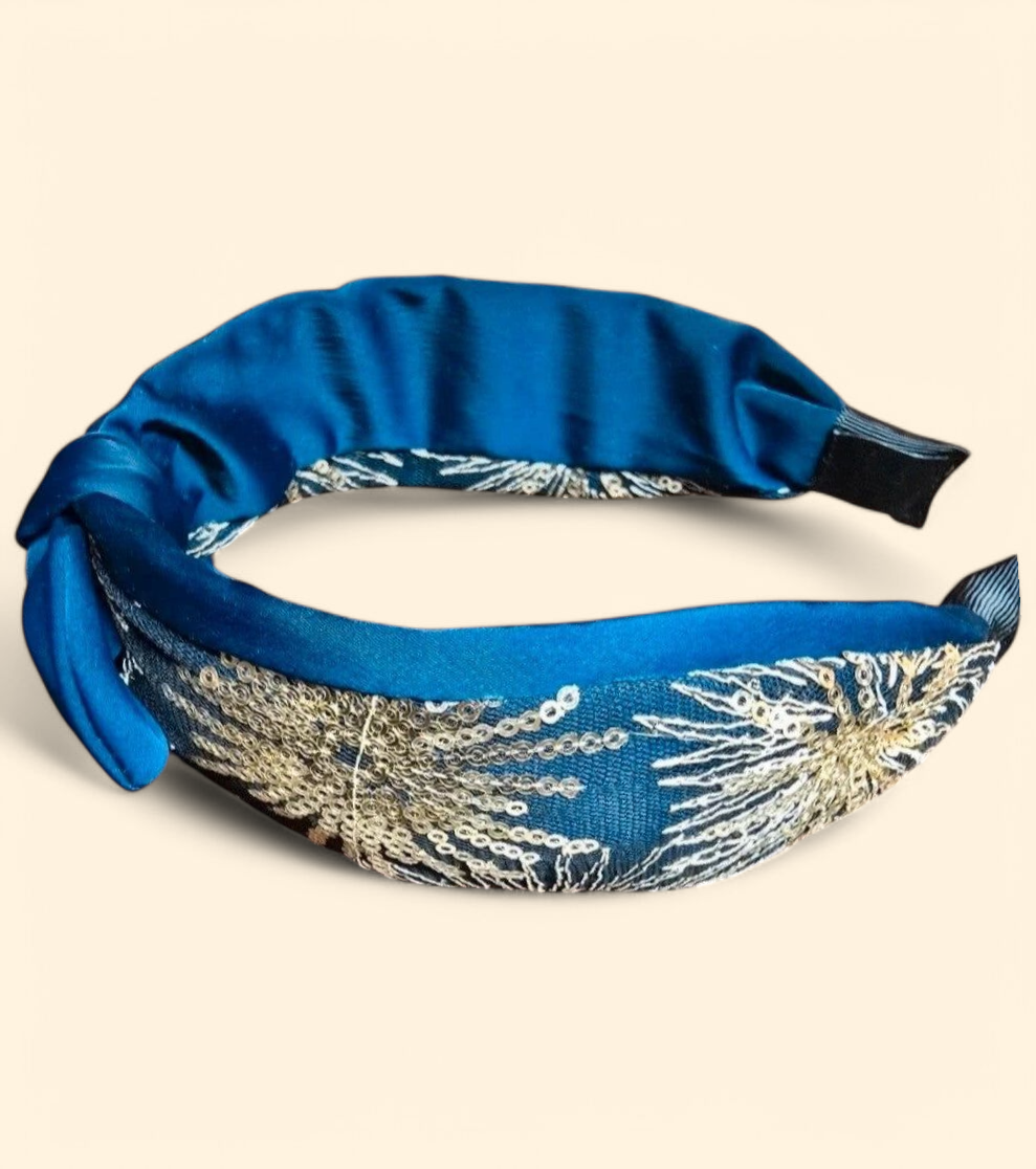 Navy & gold sequin headband