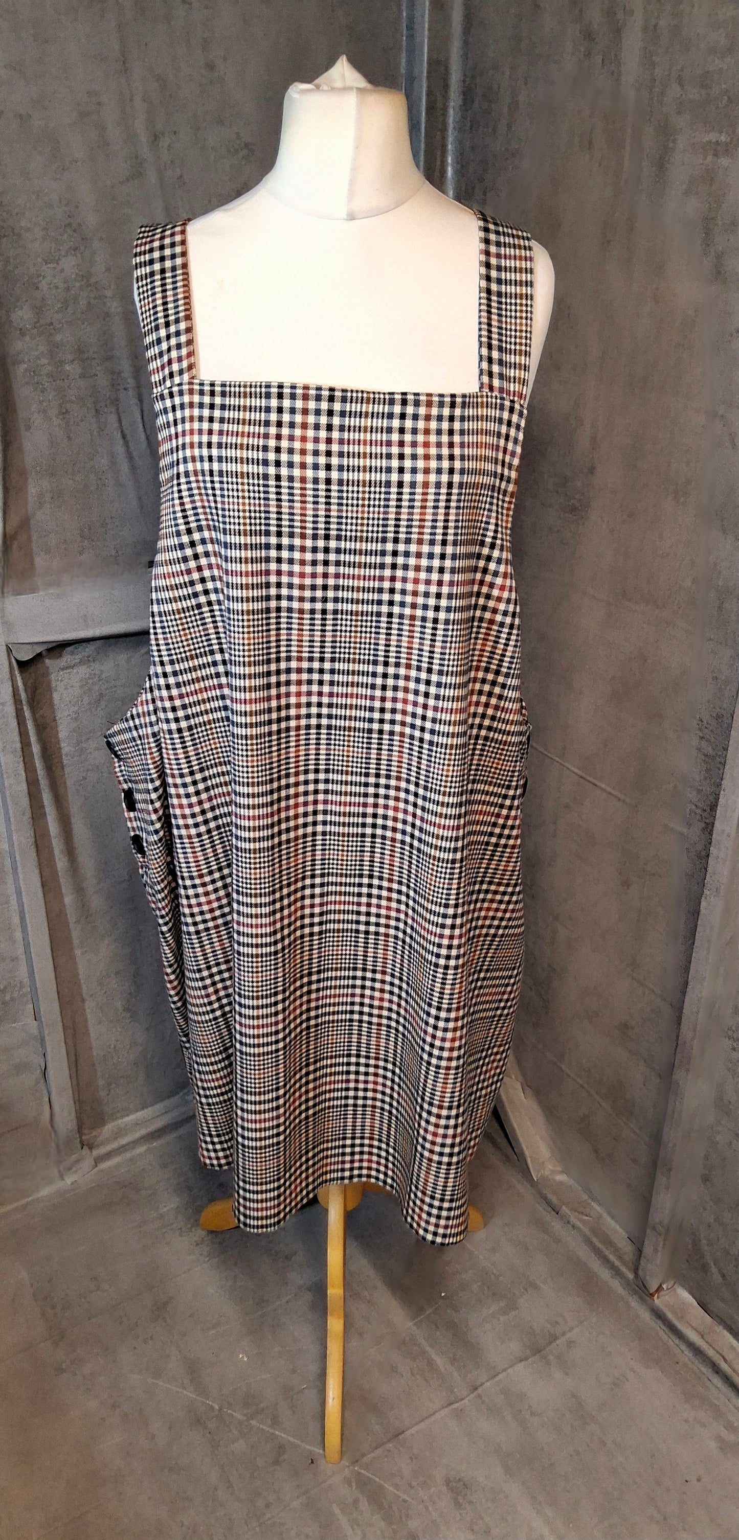 New Look Beige & Brown Checked Pinafore Dress β Size 26 β NWT