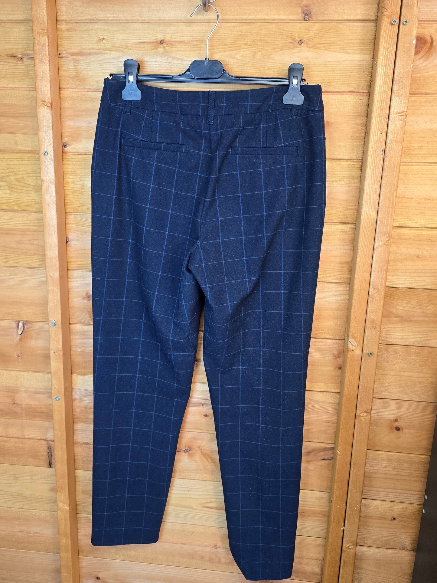 π Laura Ashley Navy Check Trousers β Size 10 | Smart & Thick Fabric