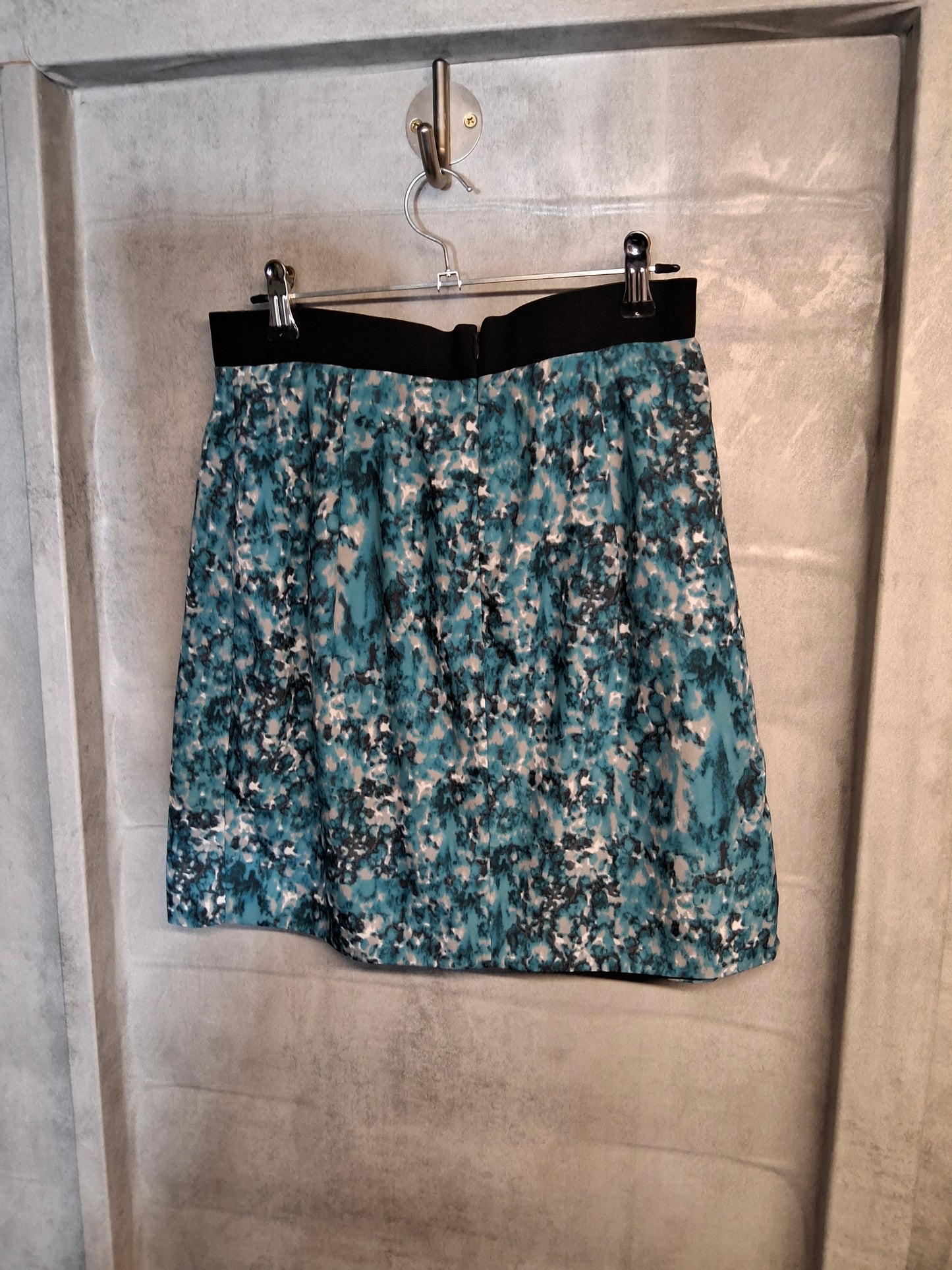 COS Blue & Grey Abstract Mini Skirt – Size 8 – Wrap Frill Detail