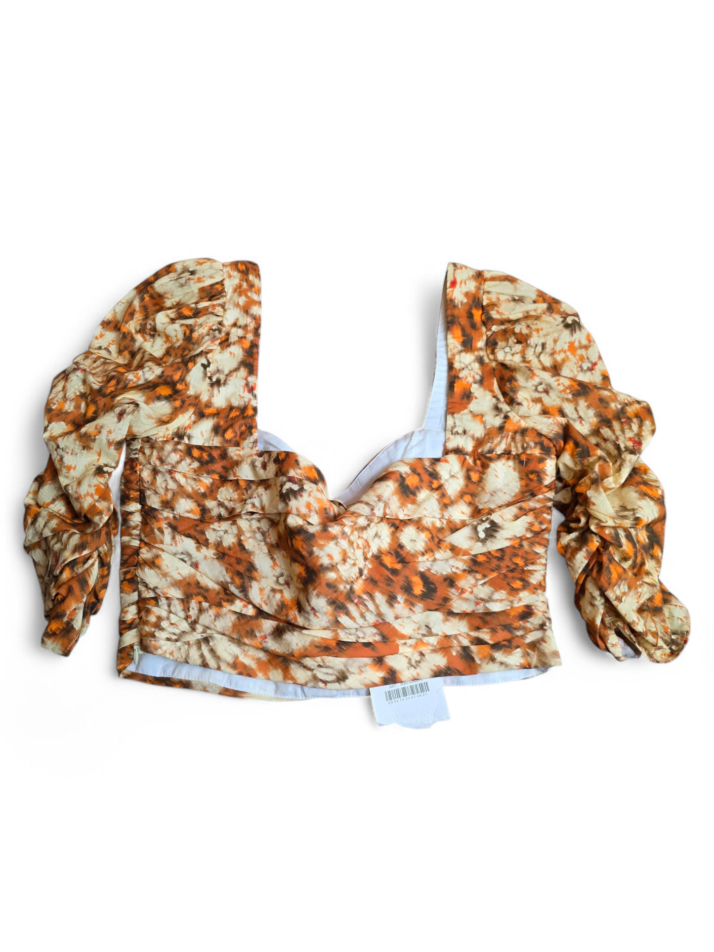 Zara 3/4 sleeve orange & cream animal print crop top size Small size 8/10 New