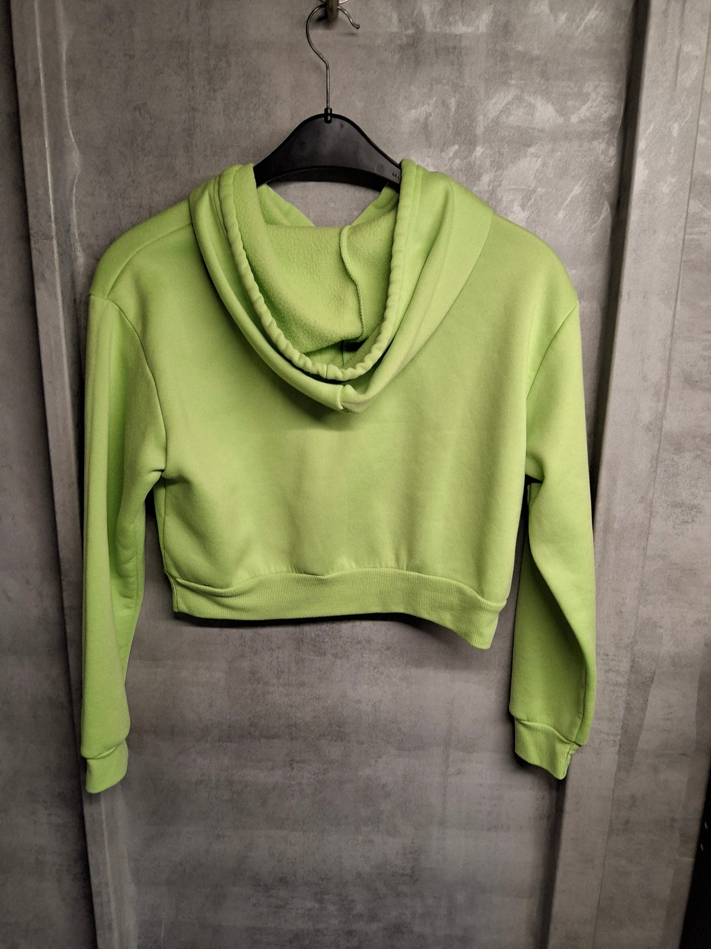 Shein Bright Green Cropped Hoodie Size M (UK size 10) – Drawstring Hood, Long Sleeves, Casual Fit
