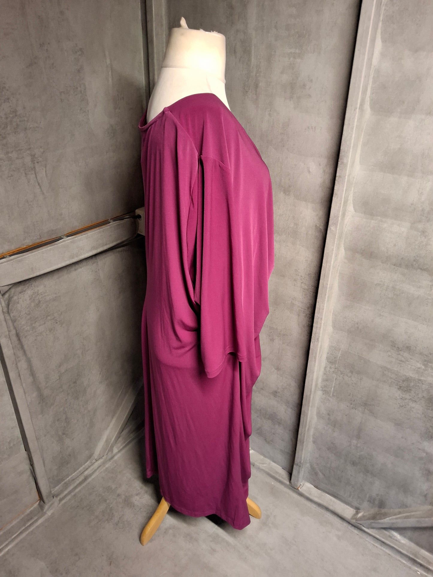 Anna Scholz for Simply Be Purple Ruched Long Dress ā Size 32 ā Stretch & Style