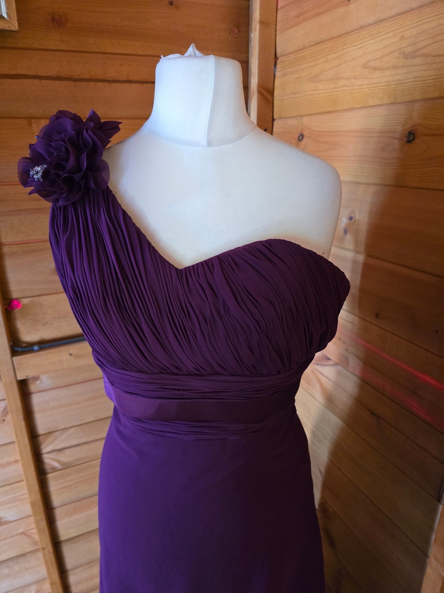 Hilary Morgan One-Shoulder Plum Formal Dress – Size 10