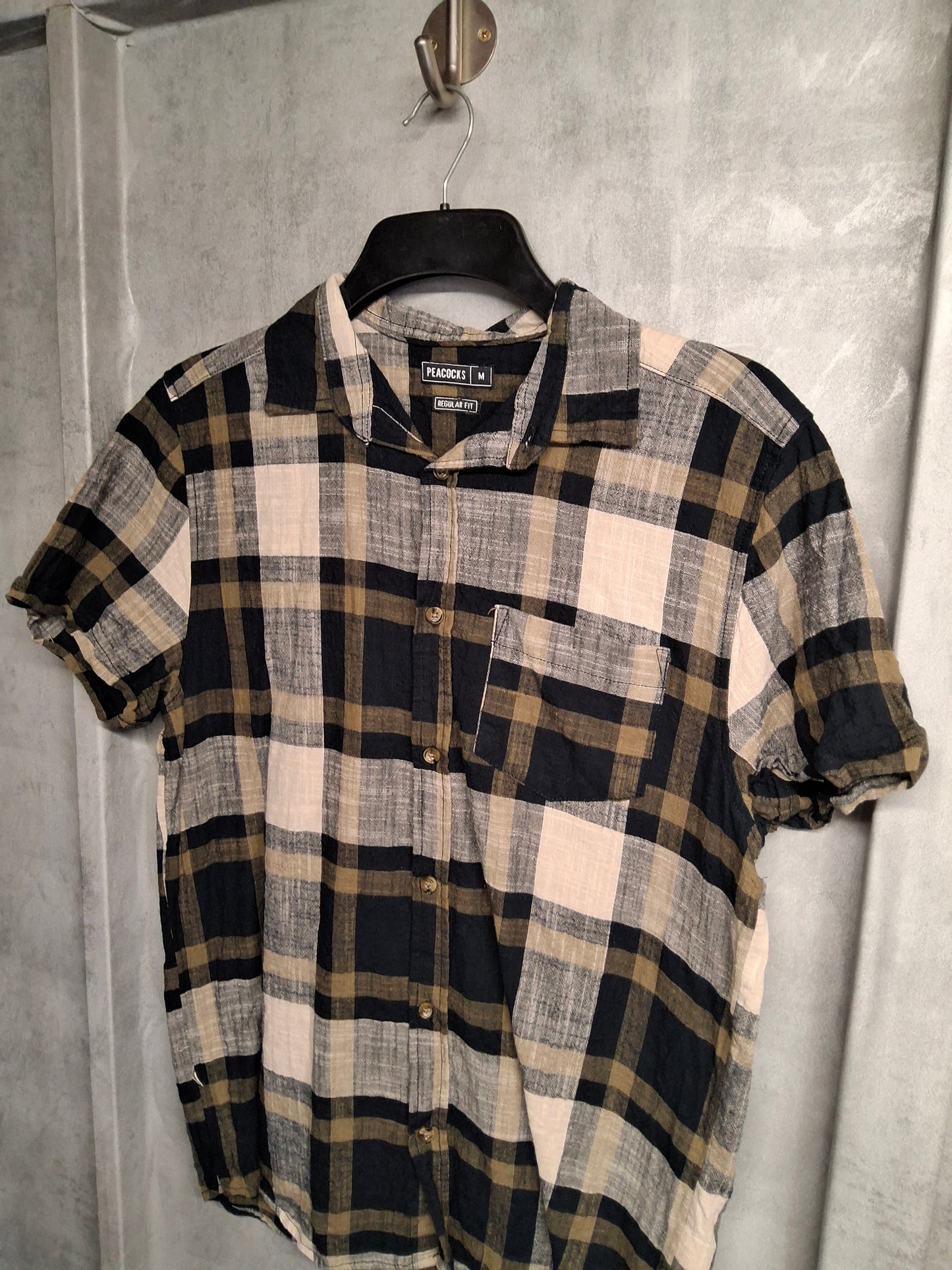 Men’s Peacocks Checked Shirt – Size M – 100% Cotton