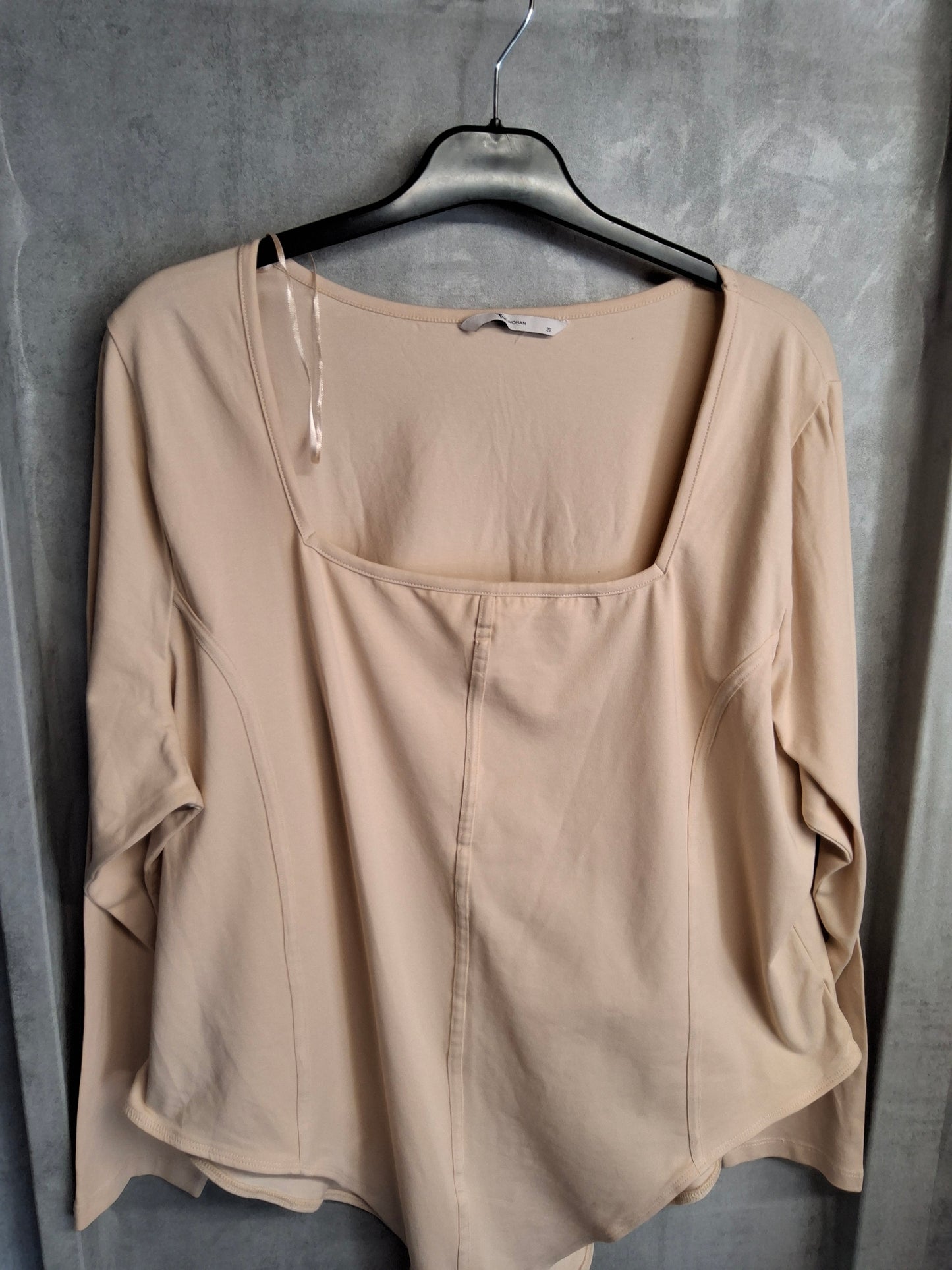 Tu Beige Square Neck Long Sleeve Bodysuit – Size 26 – Stretch Cotton