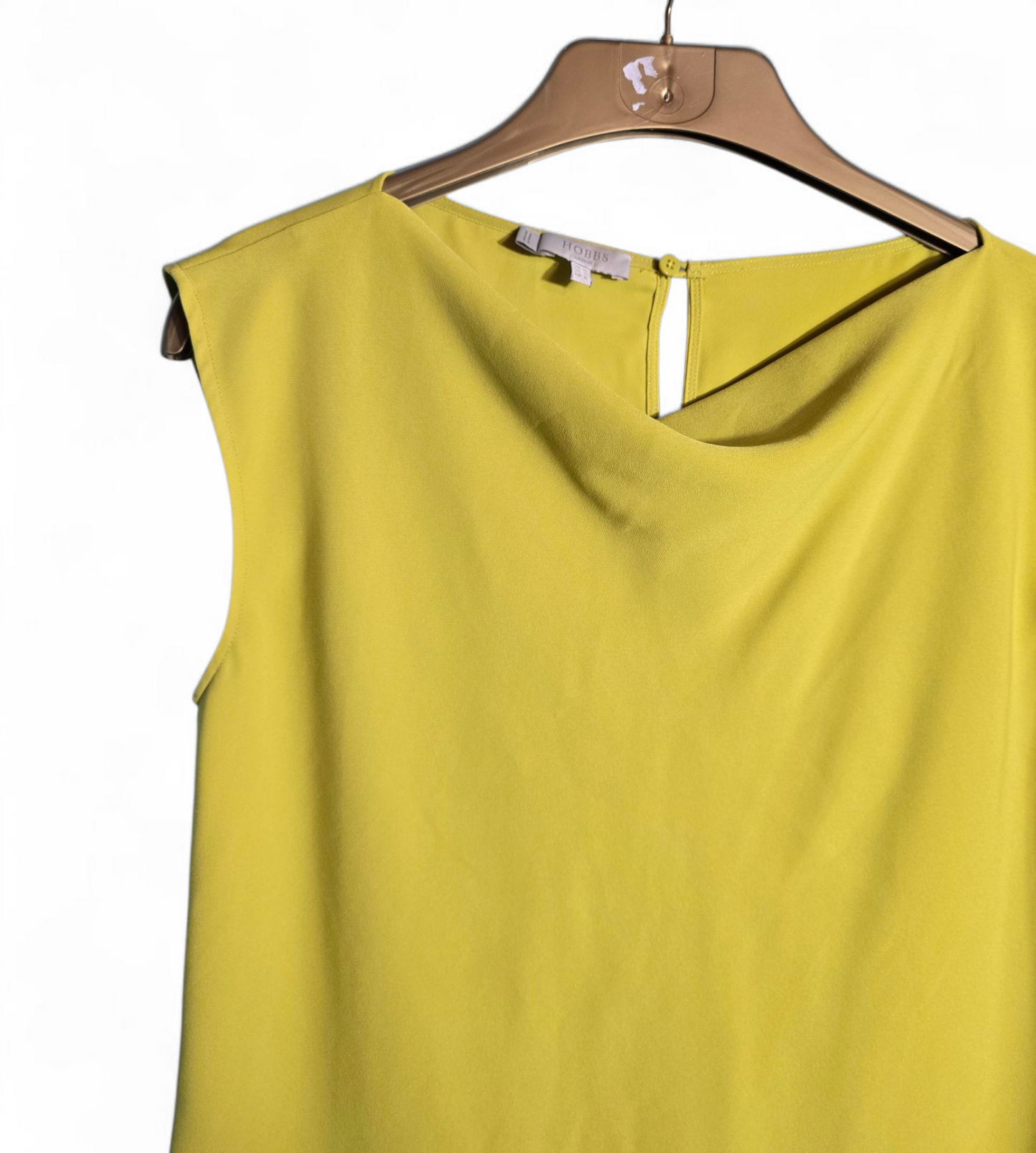 Hobbs London Yellow Sleeveless Top | Size 10 UK | Scoop Neck, Keyhole Back