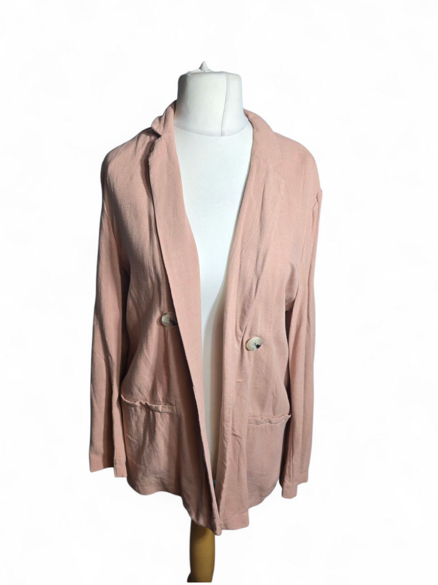Primark Apricot Oversized Blazer | Size 12 UK | Lightweight, Open Front, Long Sleeves
