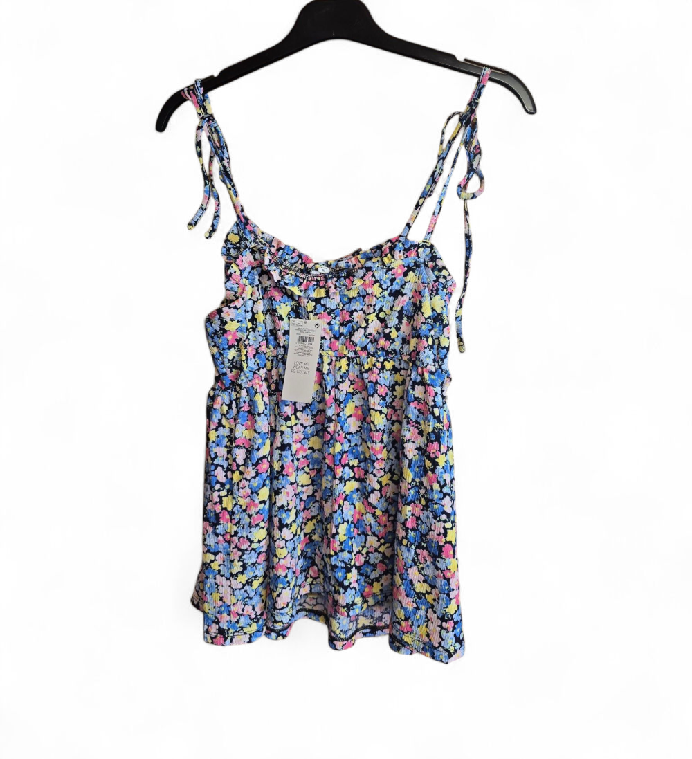 Pep & Co floral multicoloured tie sleeve cami top New size 10