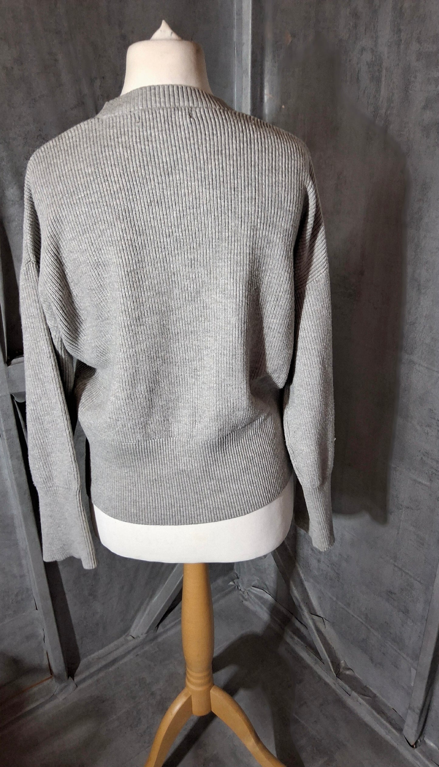 M&S Grey Cable Knit Jumper – Size M (size 10/12) – Viscose Blend