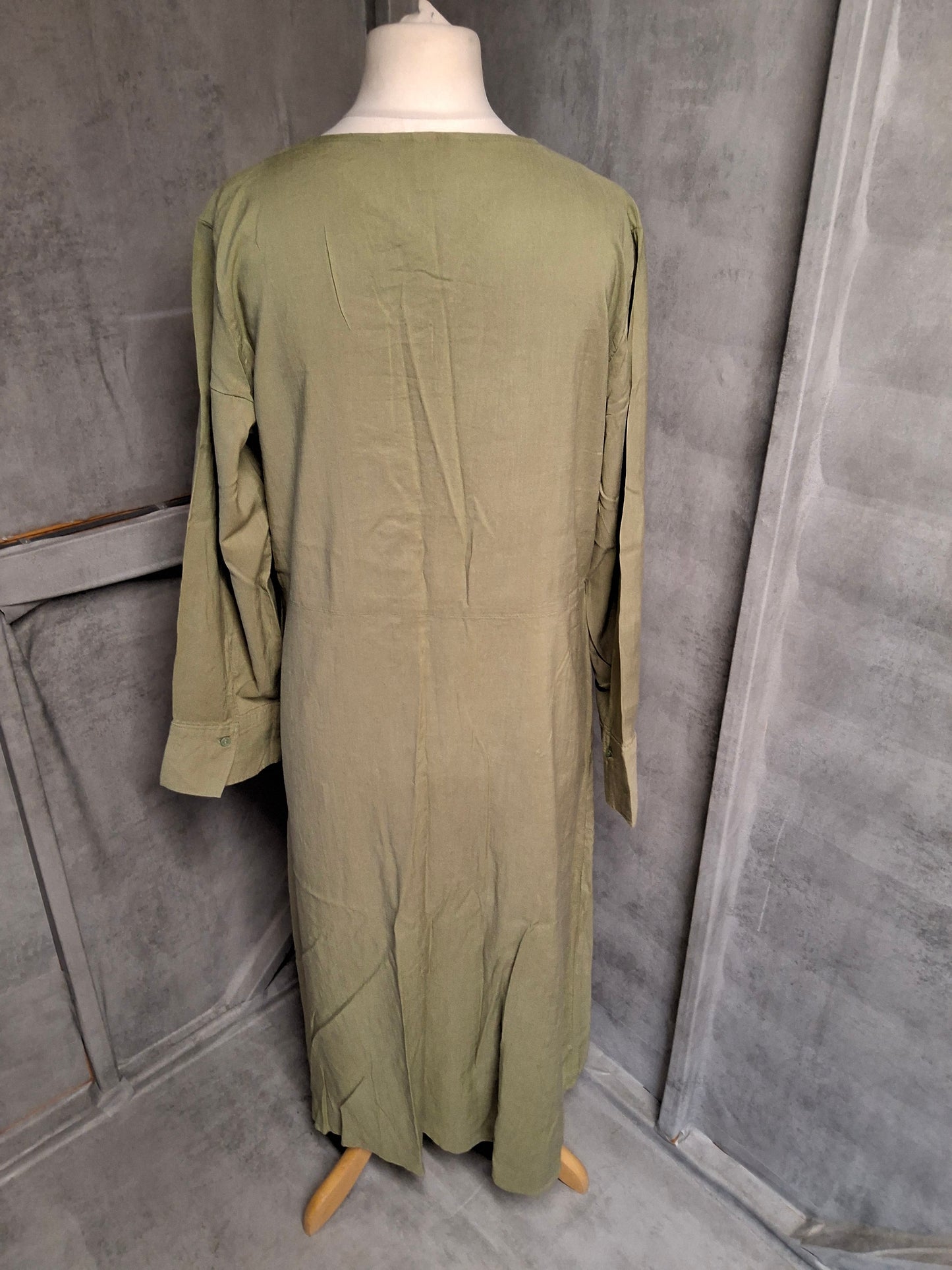 H&M Khaki Green Midi Tunic Dress – Size M (UK size 10/12)