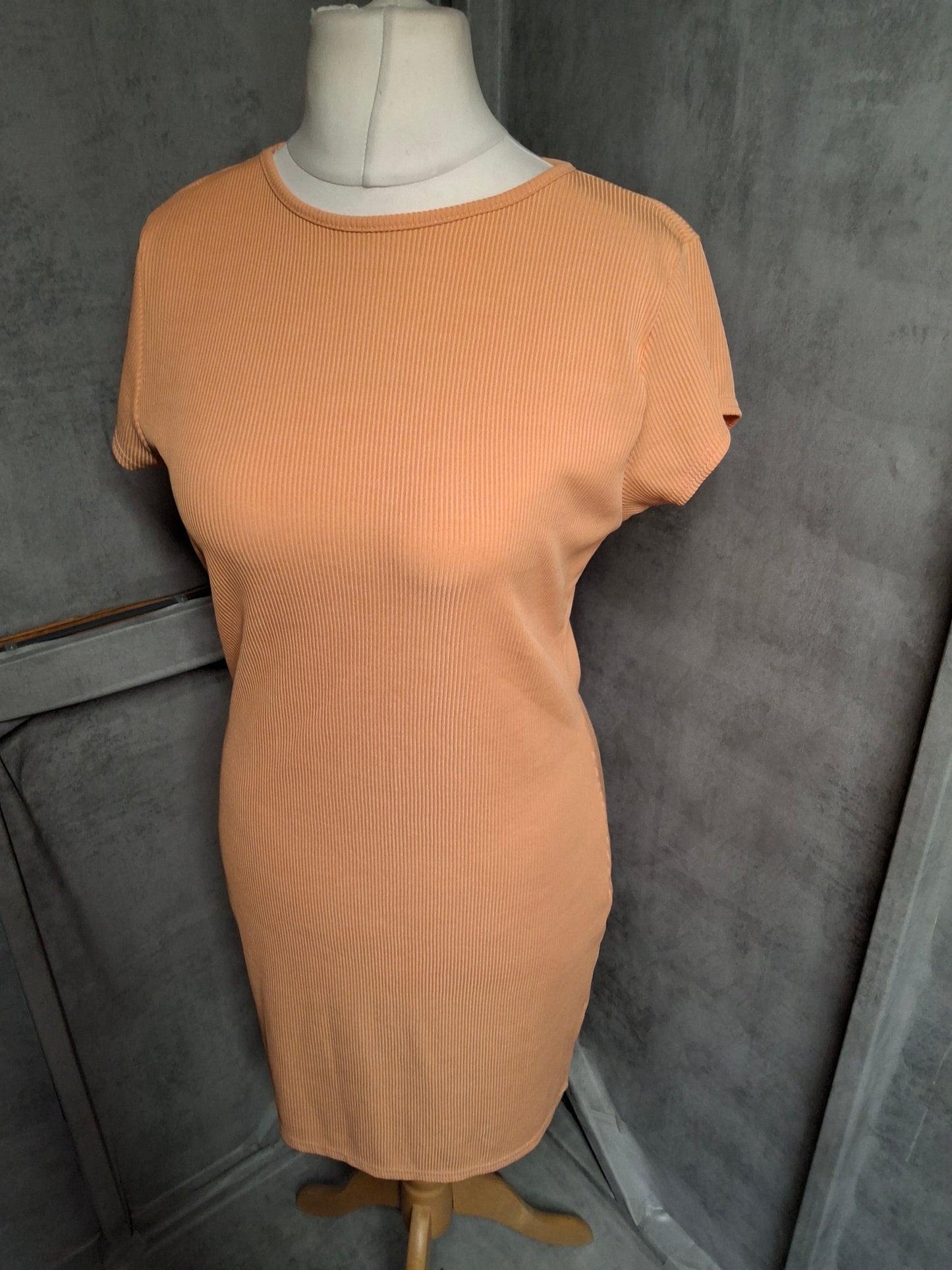 Boohoo Coral Orange Ribbed Bodycon Dress β Size 18 (Fits UK size 16) β Curve Chic