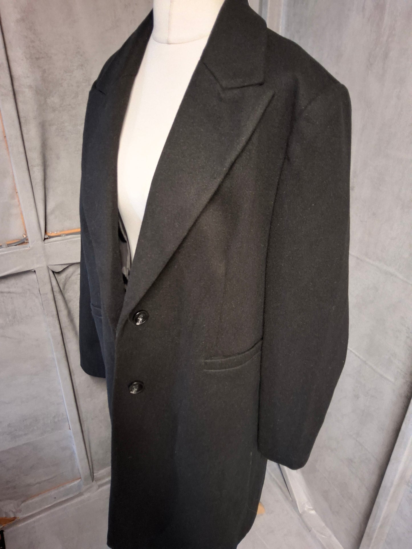 Primark Black Midi Overcoat – Size 18 – Lined, Button Close, NWT RRP £25