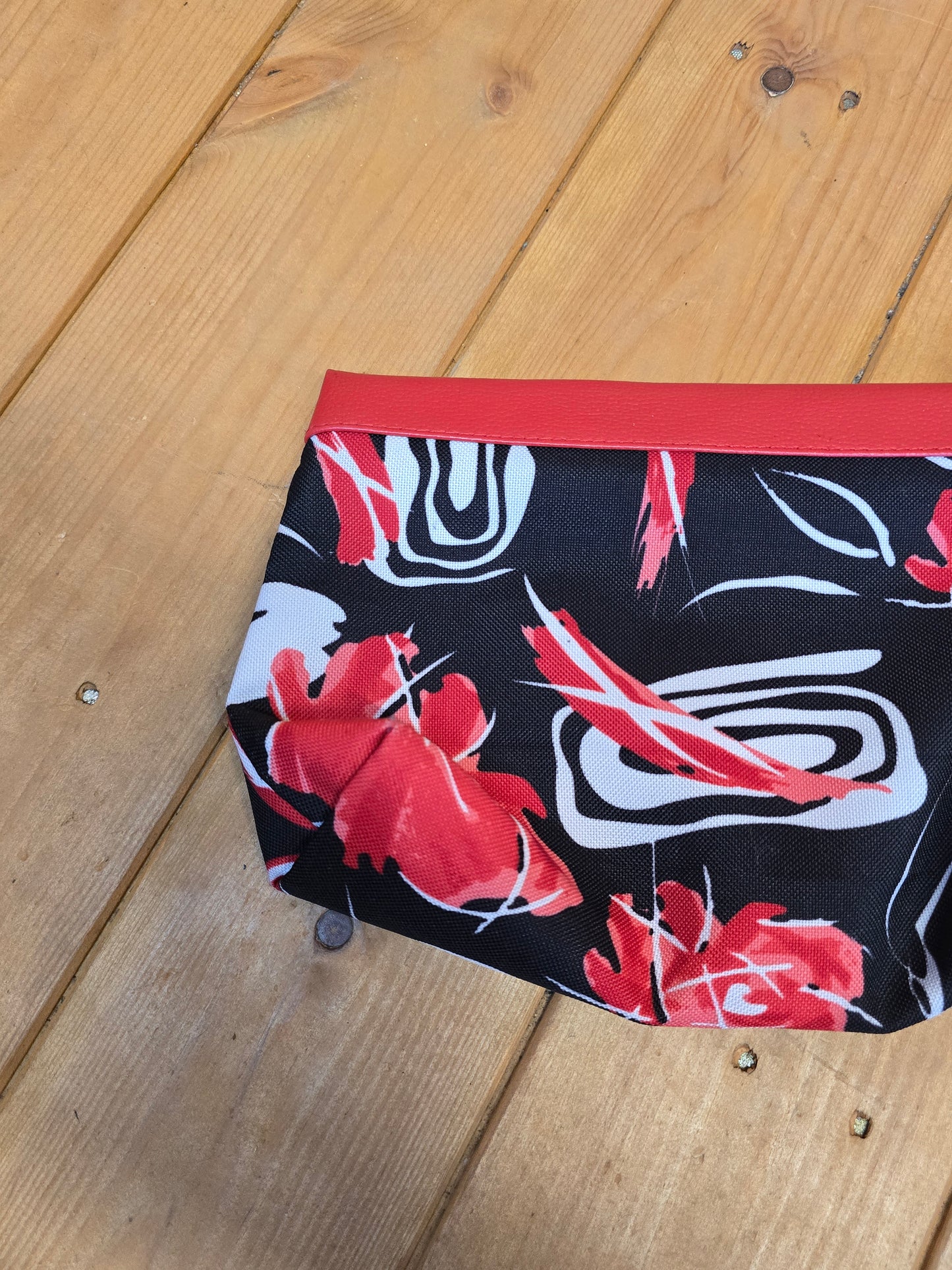Lancôme black & red floral make up bag