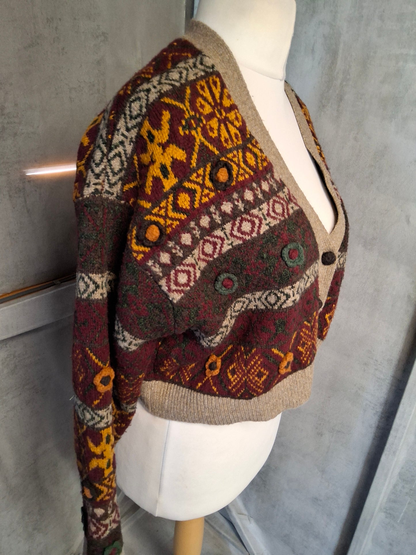 Zara Multicolour Fair Isle Knit Cropped Cardigan – Size M/L (UK size 10-14)