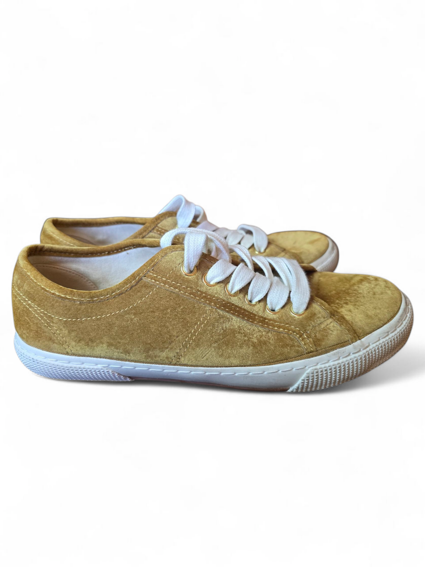 Next Mustard & White Suede Lace-Up Pumps Size 6 – Round Toe, Smart Casual Style, Versatile Fit