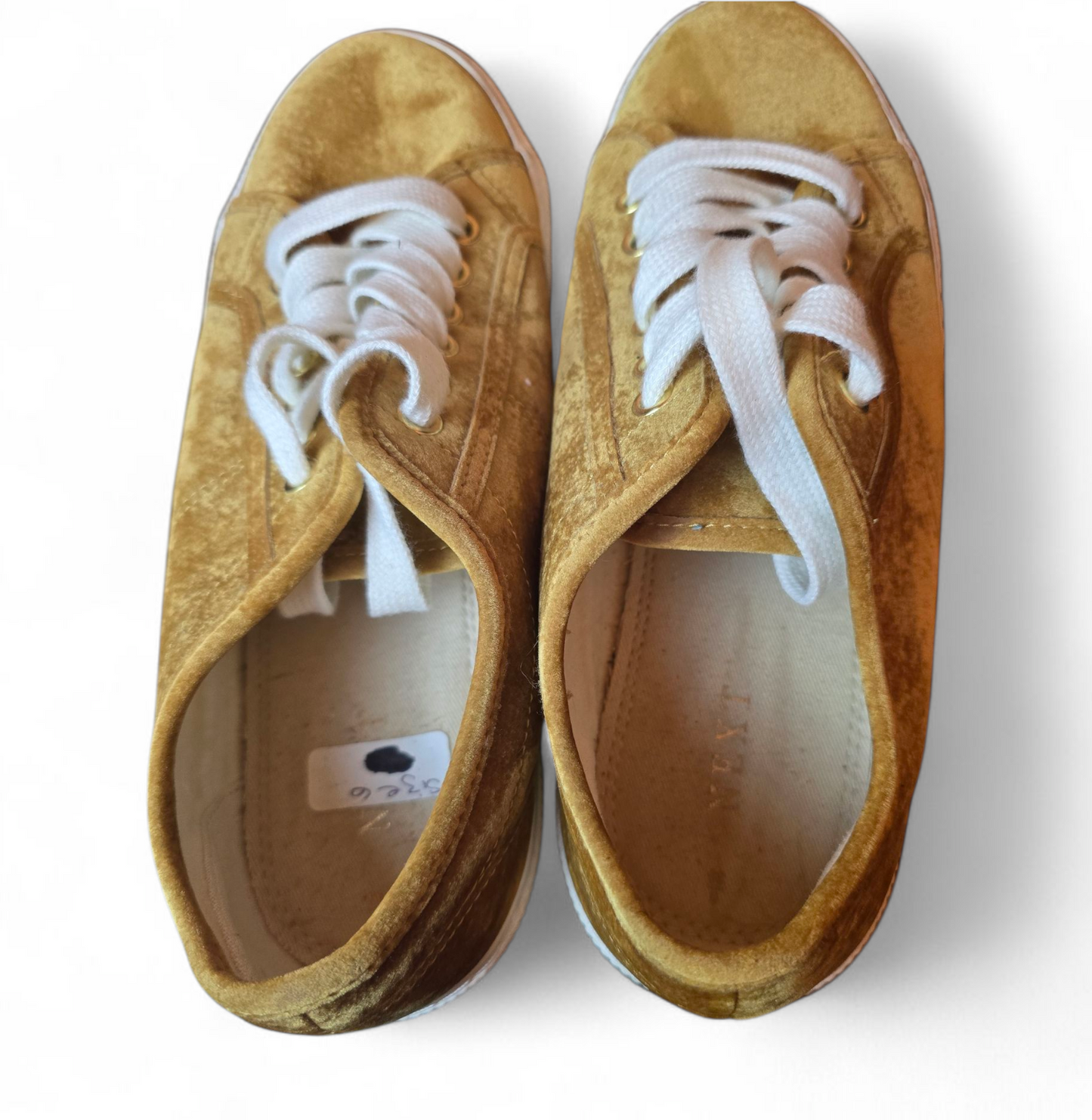 Next Mustard & White Suede Lace-Up Pumps Size 6 – Round Toe, Smart Casual Style, Versatile Fit