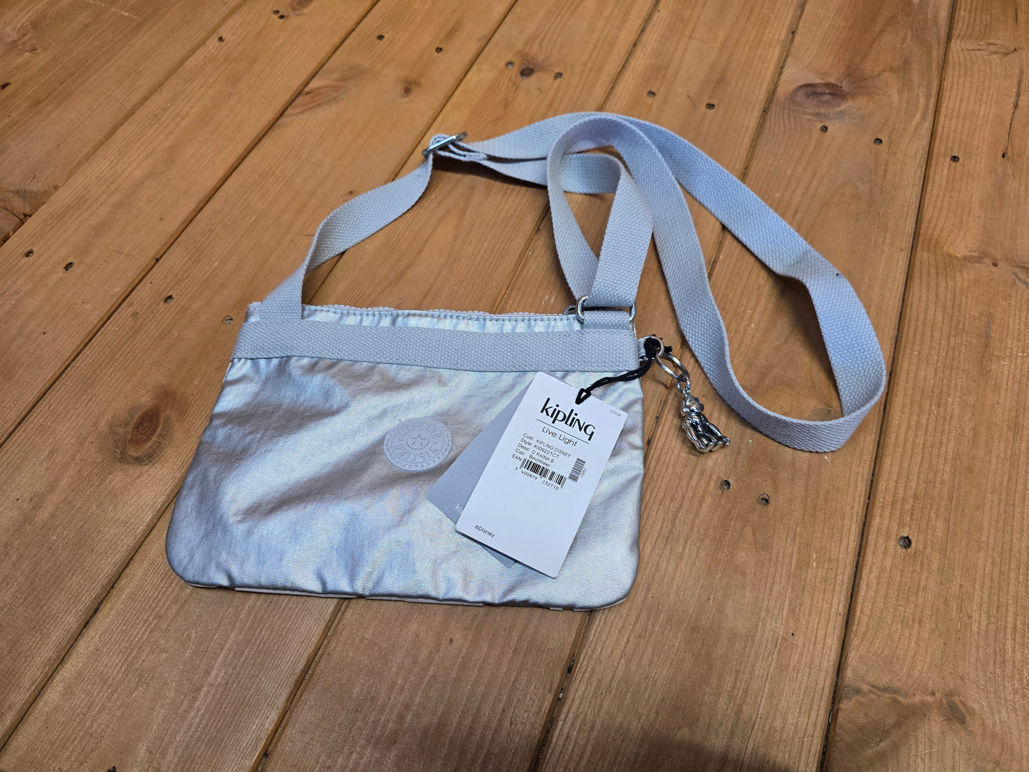 Kipling Frozen 2 Silver Shoulder Bag – Kids, Zip Close, Charm, New with Tags, 9"x7"