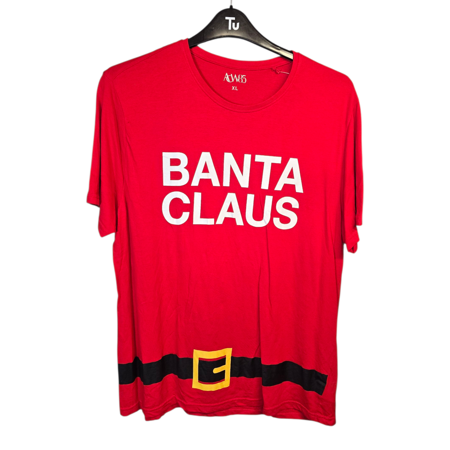 Men’s Matalan Red “Banta Claus” Christmas T-Shirt – Size XL – 100% Cotton
