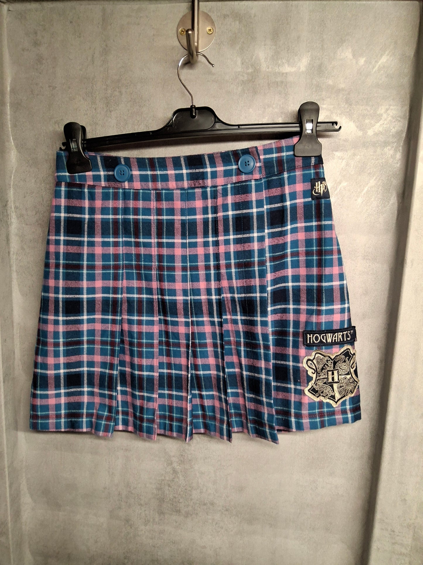 M&S Harry Potter Pink & Blue Tartan Wrap Mini Skirt ā Age 12-13 Years