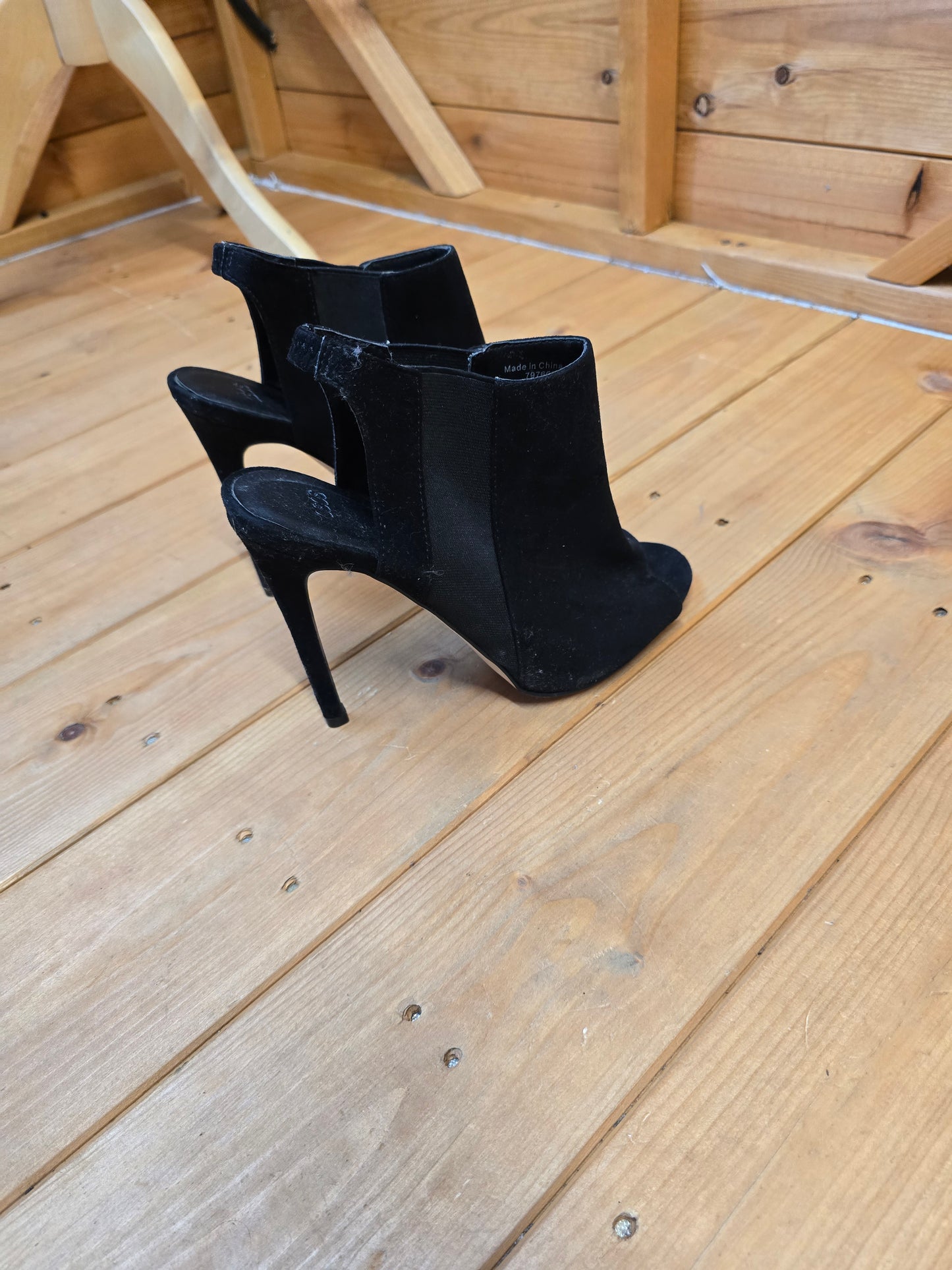 ASOS Black Open Toe & Open Back Stiletto Sandals | Elasticated Sides | 12cm Heel | UK 6 Narrow Fit