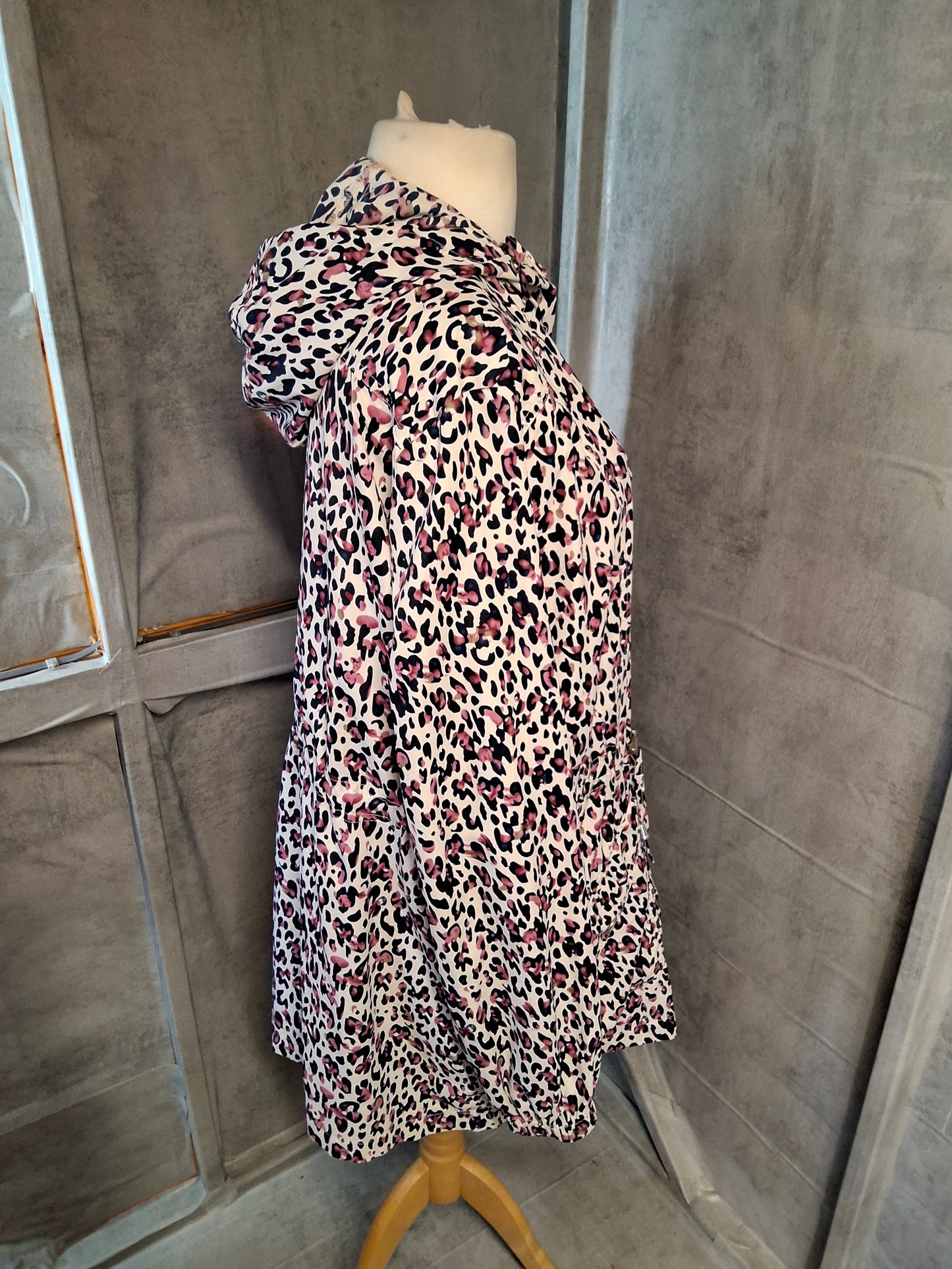 Matalan Pink, Navy & White Animal Print Lightweight Rain Coat β Size 18