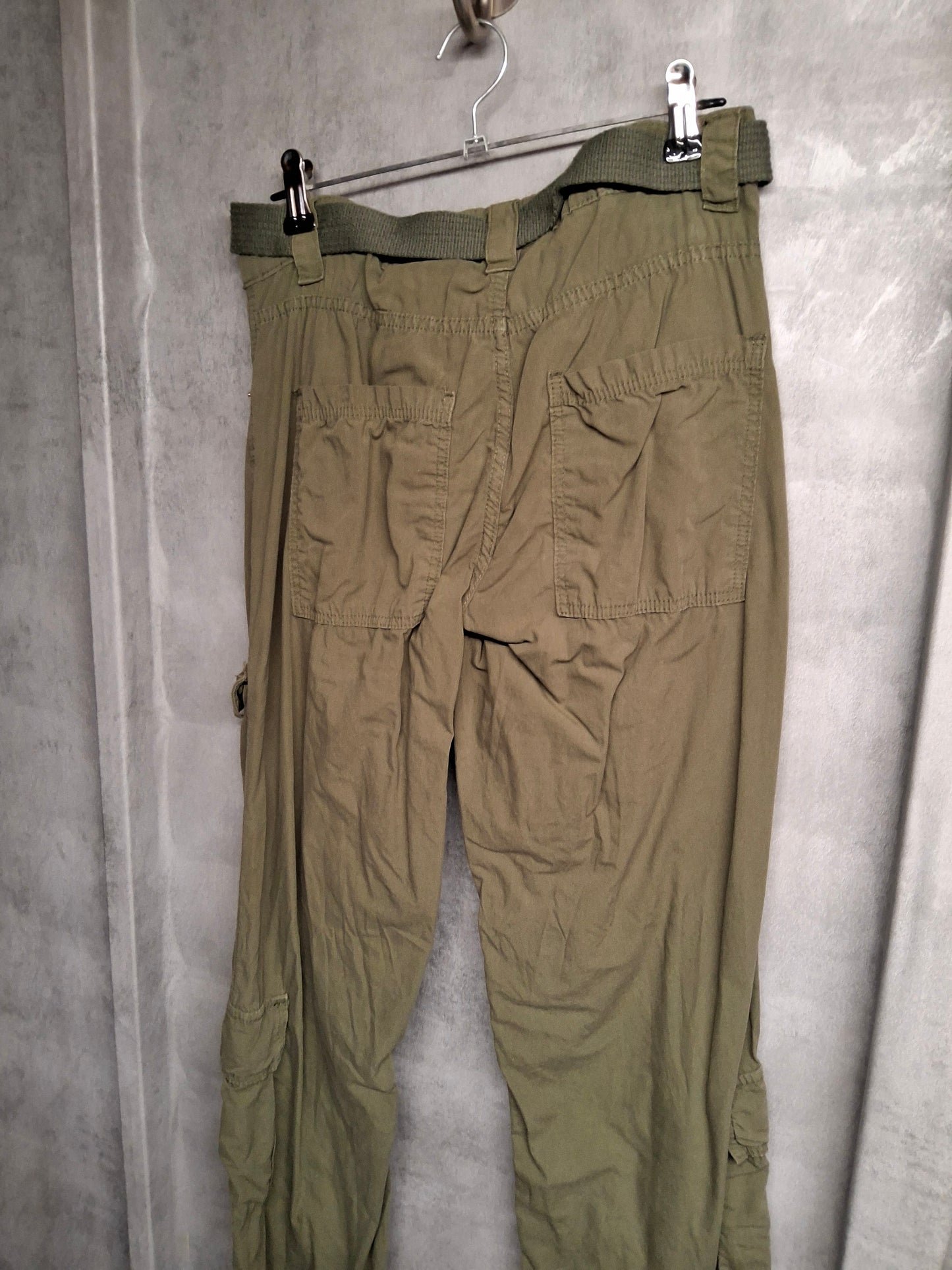 Bershka Khaki Cargo Trousers with Belt | Size 6 | 100% Cotton