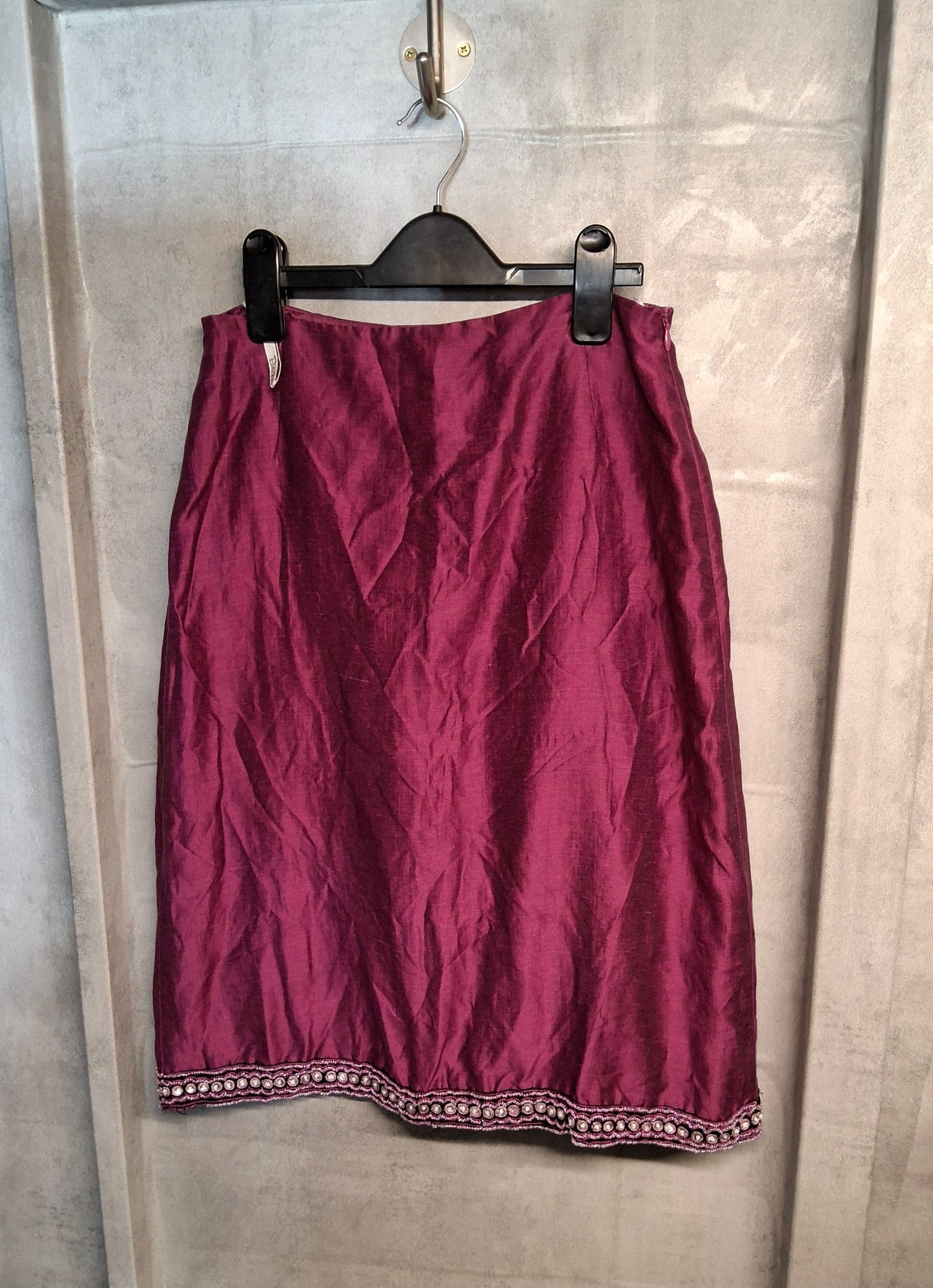 Betty Barclay Deep Purple Vintage Midi Skirt with Beaded Hem β Size 10