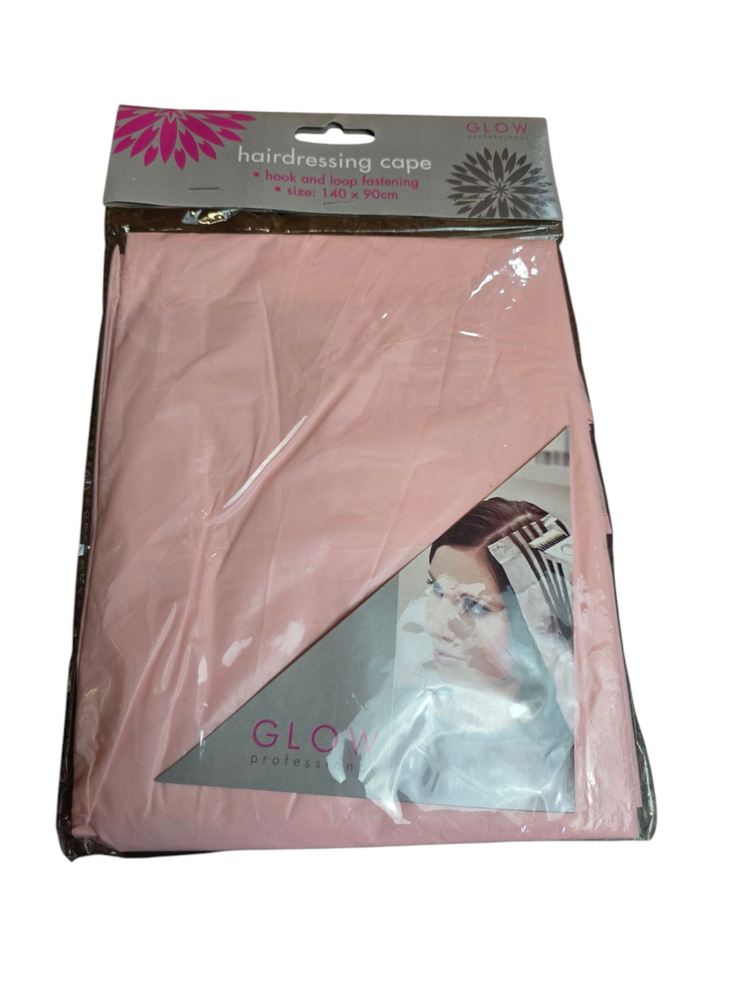 Light Pink Hairdressing Cape – 140x90cm, Hook & Loop Fastening, Professional Salon Style