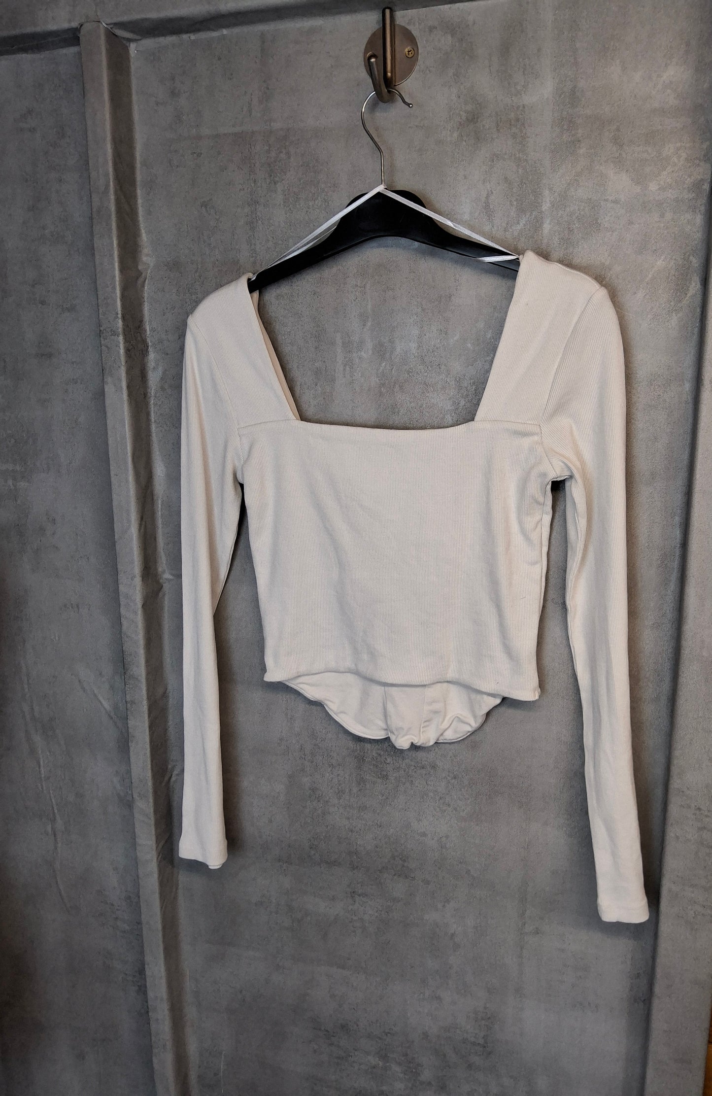 River Island Off-White Ribbed Corset Style Crop Top – Size 10