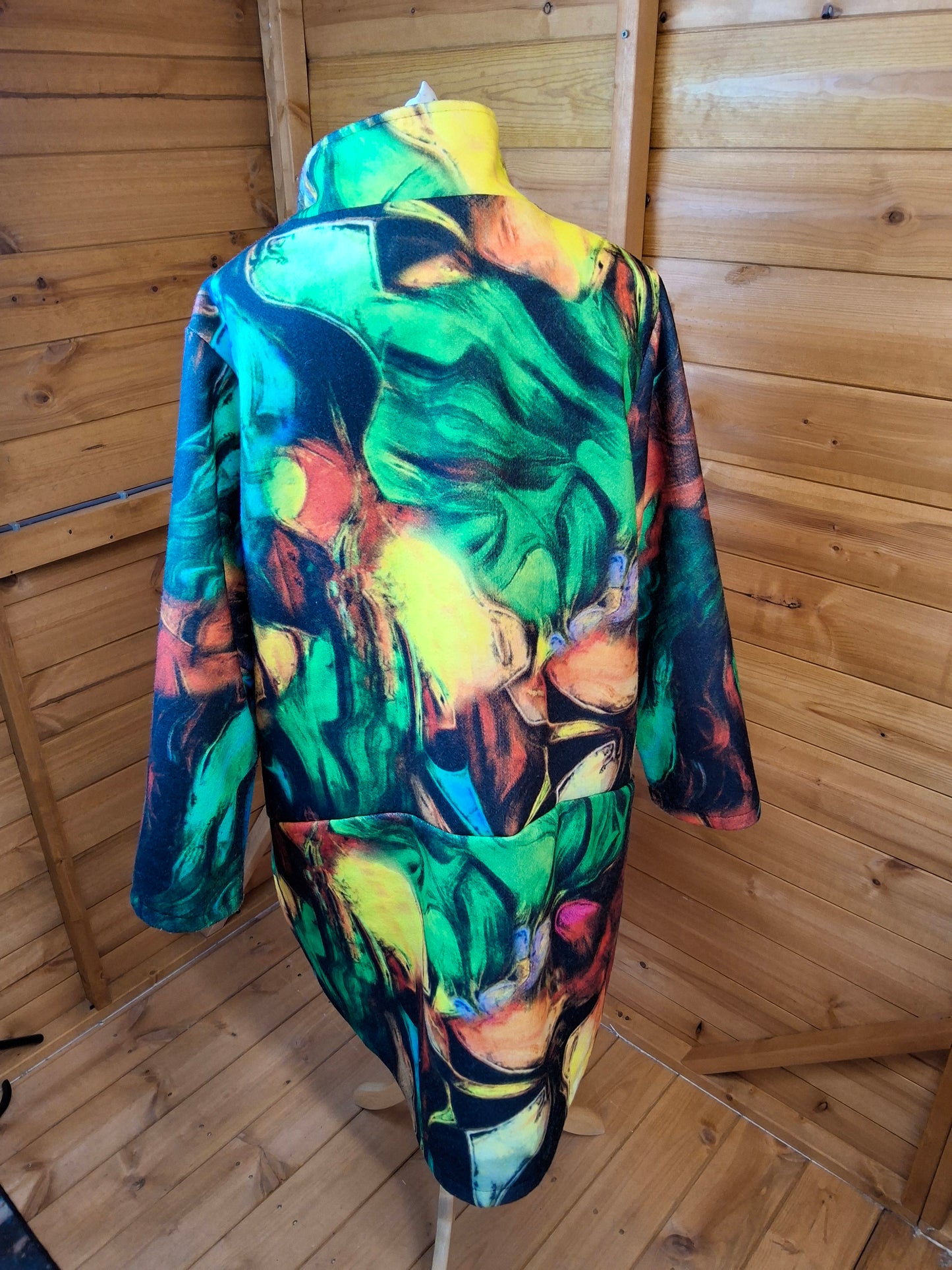 🎨 MB Germany Bold Abstract Print Coat – Wool Blend – Size 2