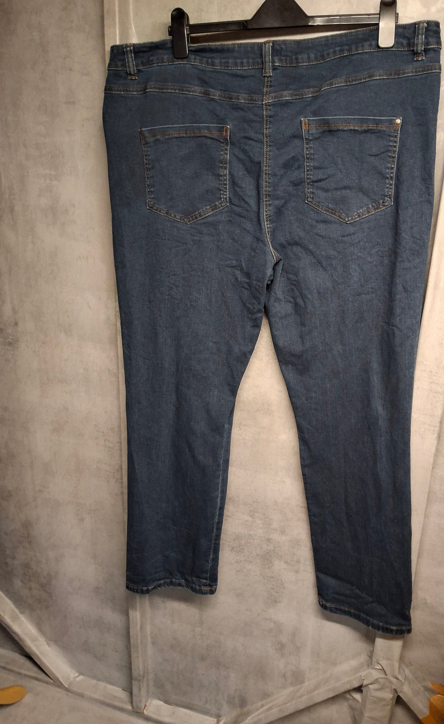 M&Co Blue Straight Leg Jeans – Size 22 Regular – Comfy Cotton Blend Denim
