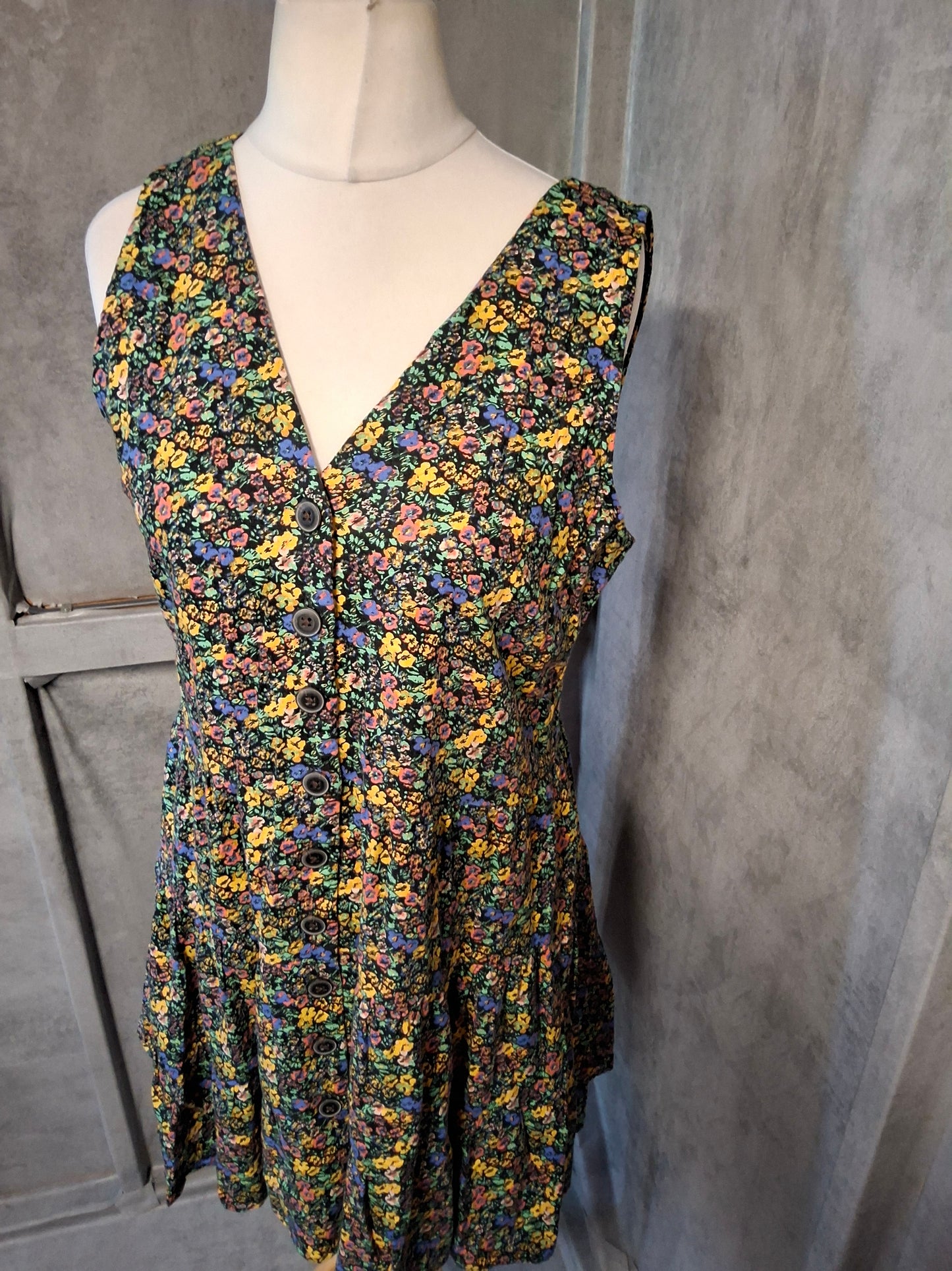 Next Floral Button-Front Dress – Size 12 – Linen Blend – NWT